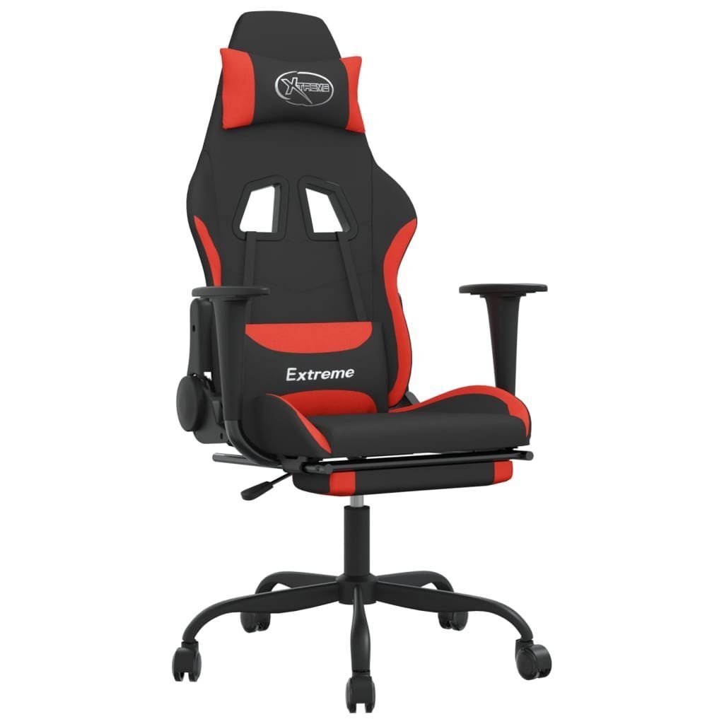 vidaXL Bürostuhl 66 x 58 x 130 cm Gaming-Stuhl mit Fußstütze Schwarz und Rot Stoff