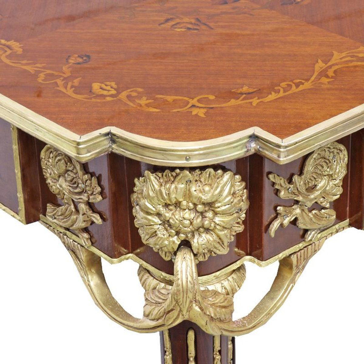 Beistelltisch Barock Casa Antik - Padrino - Gold Mahagoni Intarsien H75 Stil Tisch x Möbel / XVI 50 Beistelltisch cm Ludwig