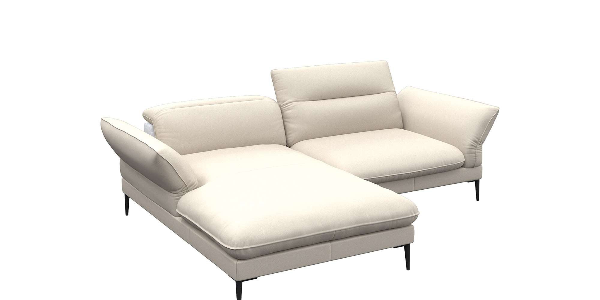 FLEXLUX Ecksofa Salino, Funktionssofa mit Recamiere, Relaxsofa, Ecksofa, Sofa mit Arm- und Kopfteil-Verstellungen, Kaltschaum & Stahl-Wellen