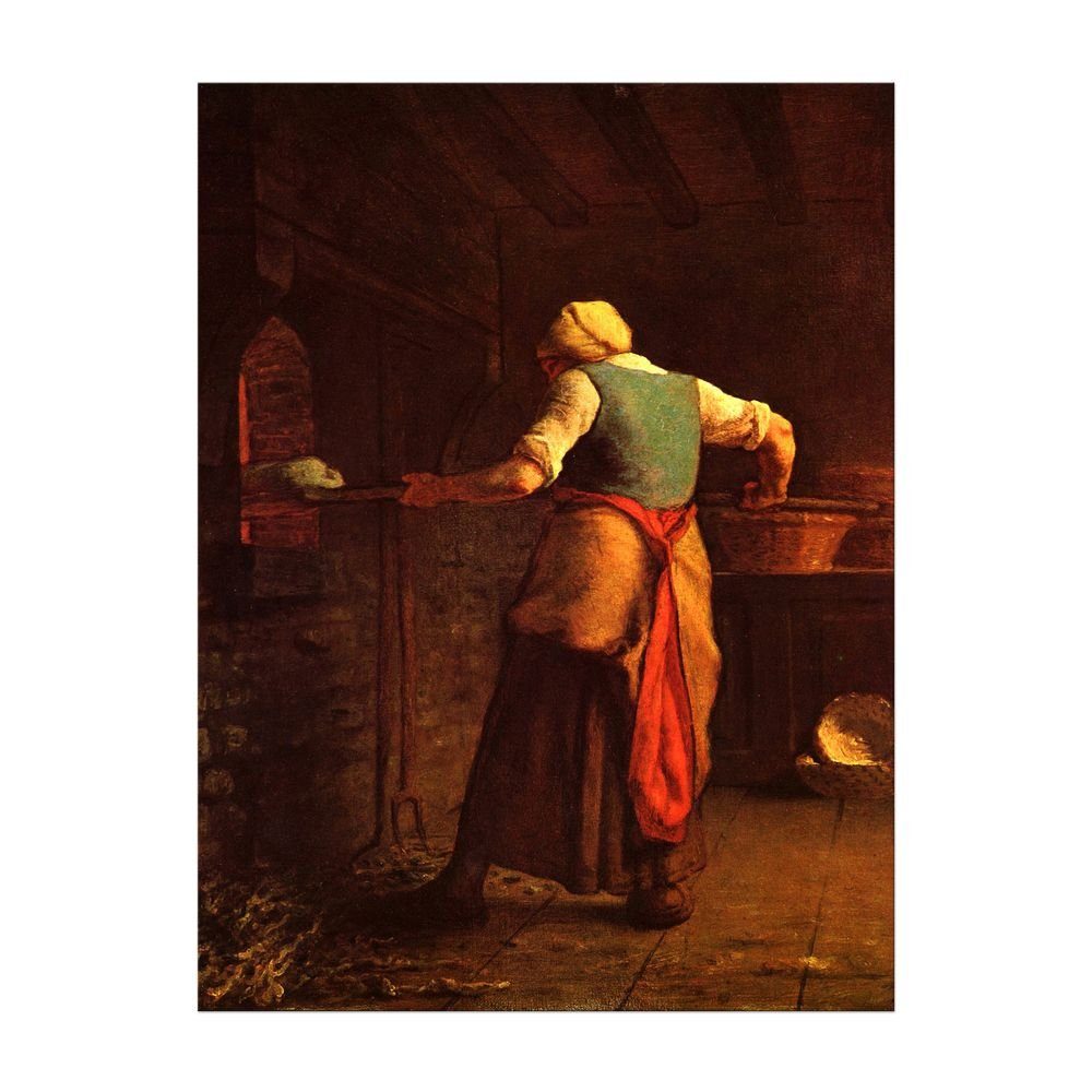 Bilderdepot24 Leinwandbild Alte Meister - Jean-François Millet - Frau beim Brotbacken, Menschen