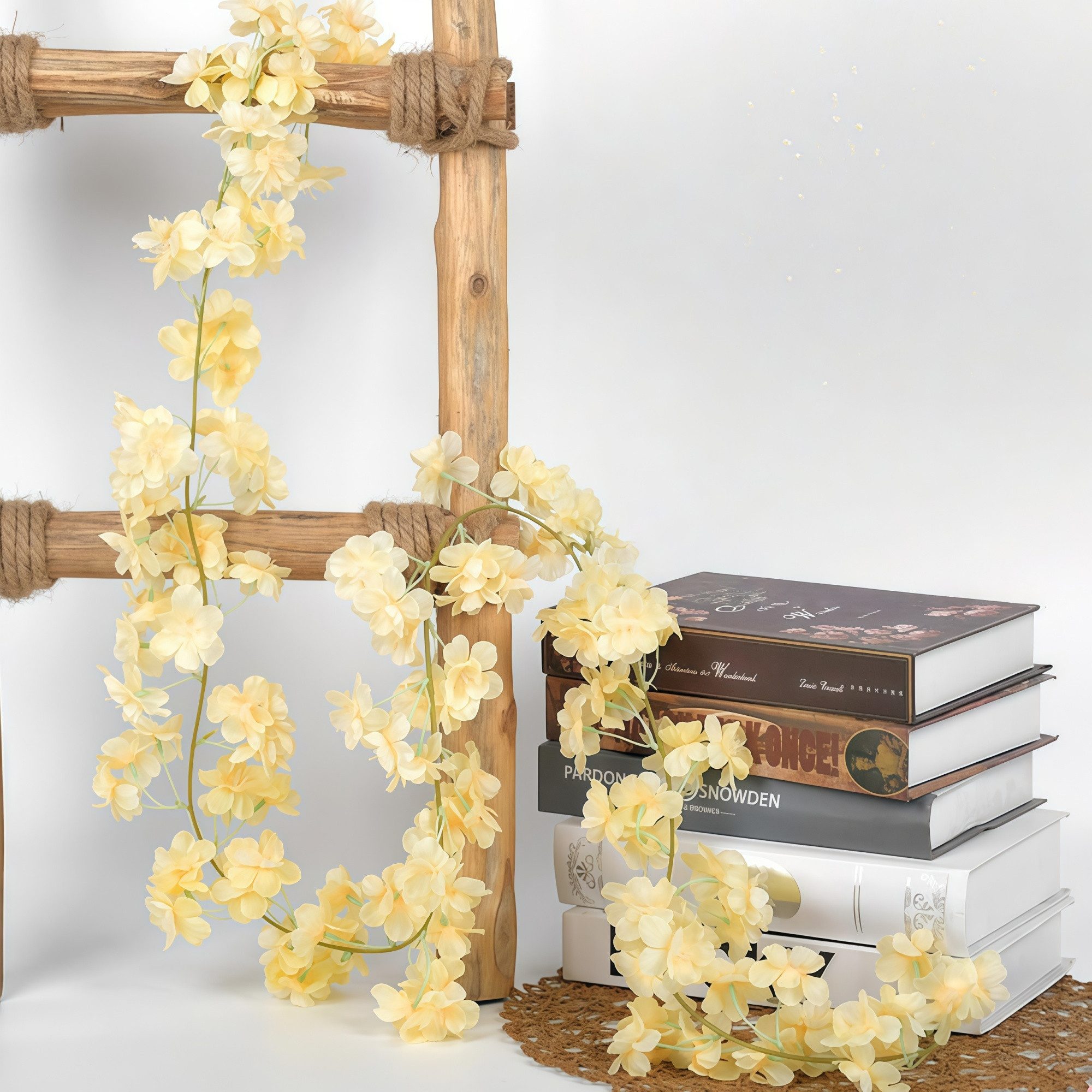Kunstpflanze 3er Set künstliche Kirschblüten-Girlanden je 180 cm, FOUORTUNATE-BEE, Dekorative Blütengirlanden für Innen- & Außenbereiche – Bild 4 von 5