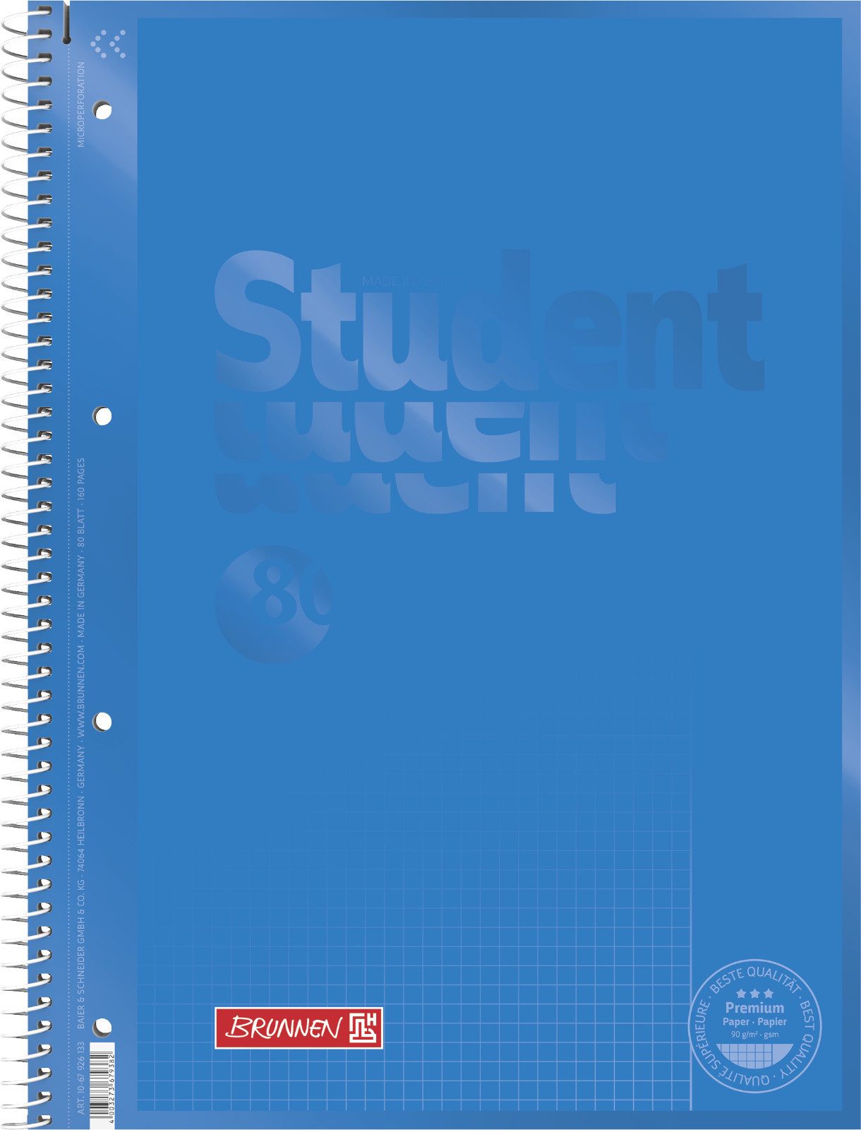 Collegeblock A4 90 g/m² 80 Blatt azur Block Spiralbindung 10-67926133