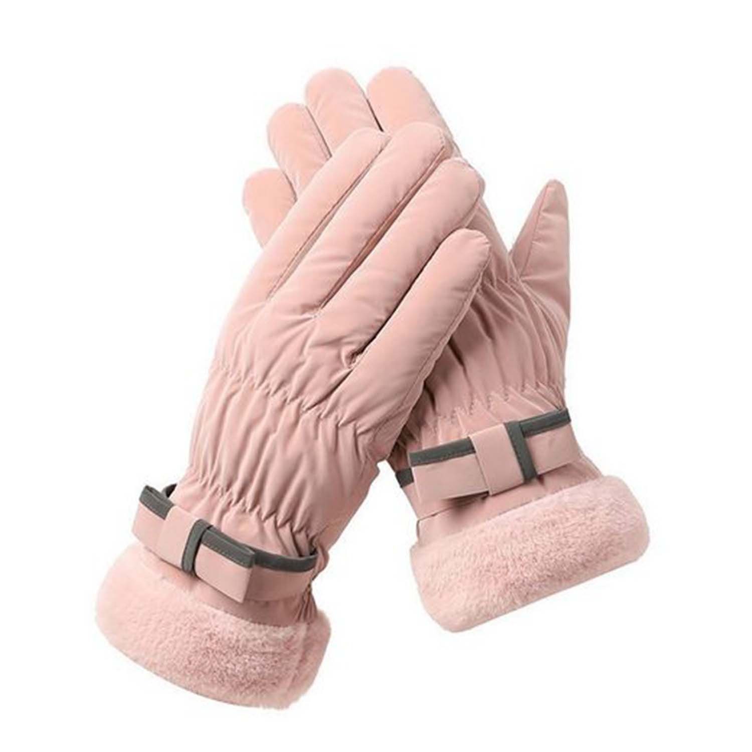 Daisred Warm Fleecehandschuhe Wasserdicht Skihandschuhe Touchscreen Rosa Damen Winterhandschuh