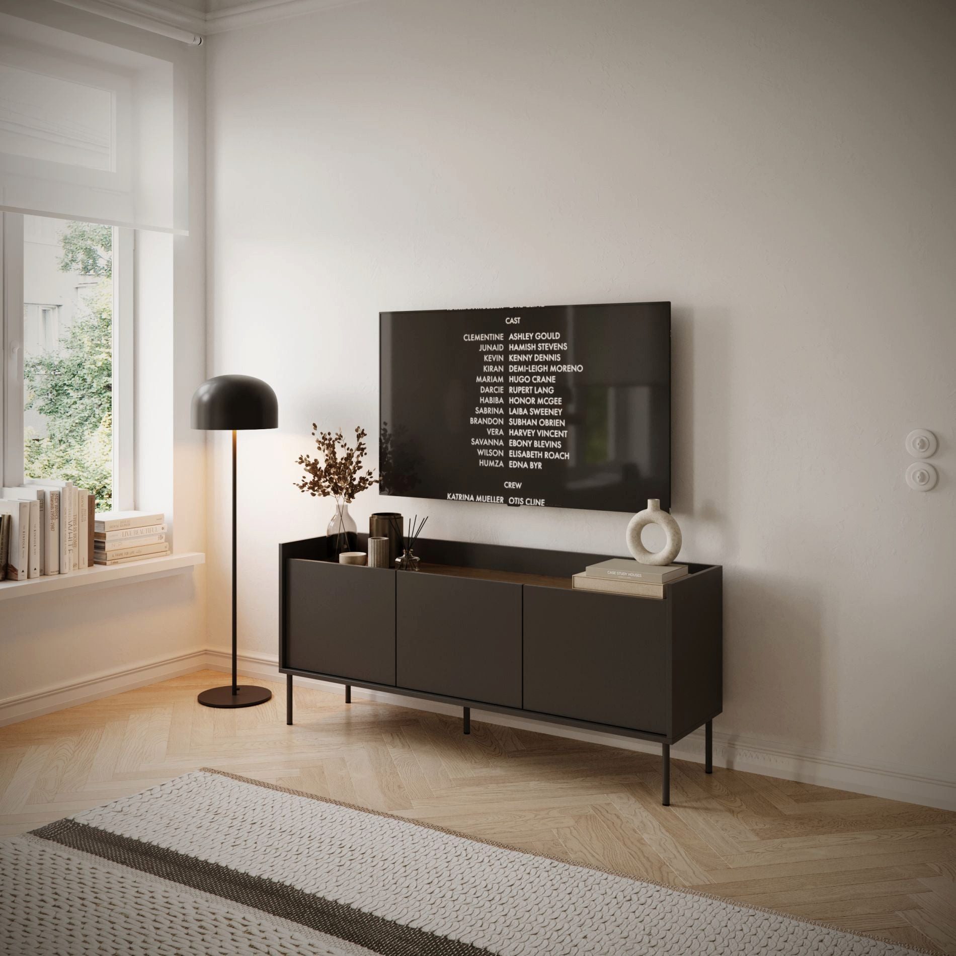 Selsey TV-Schrank TOVI Lowboard mit Stauraum und Metallfüßen, 175 / 140 cm breit