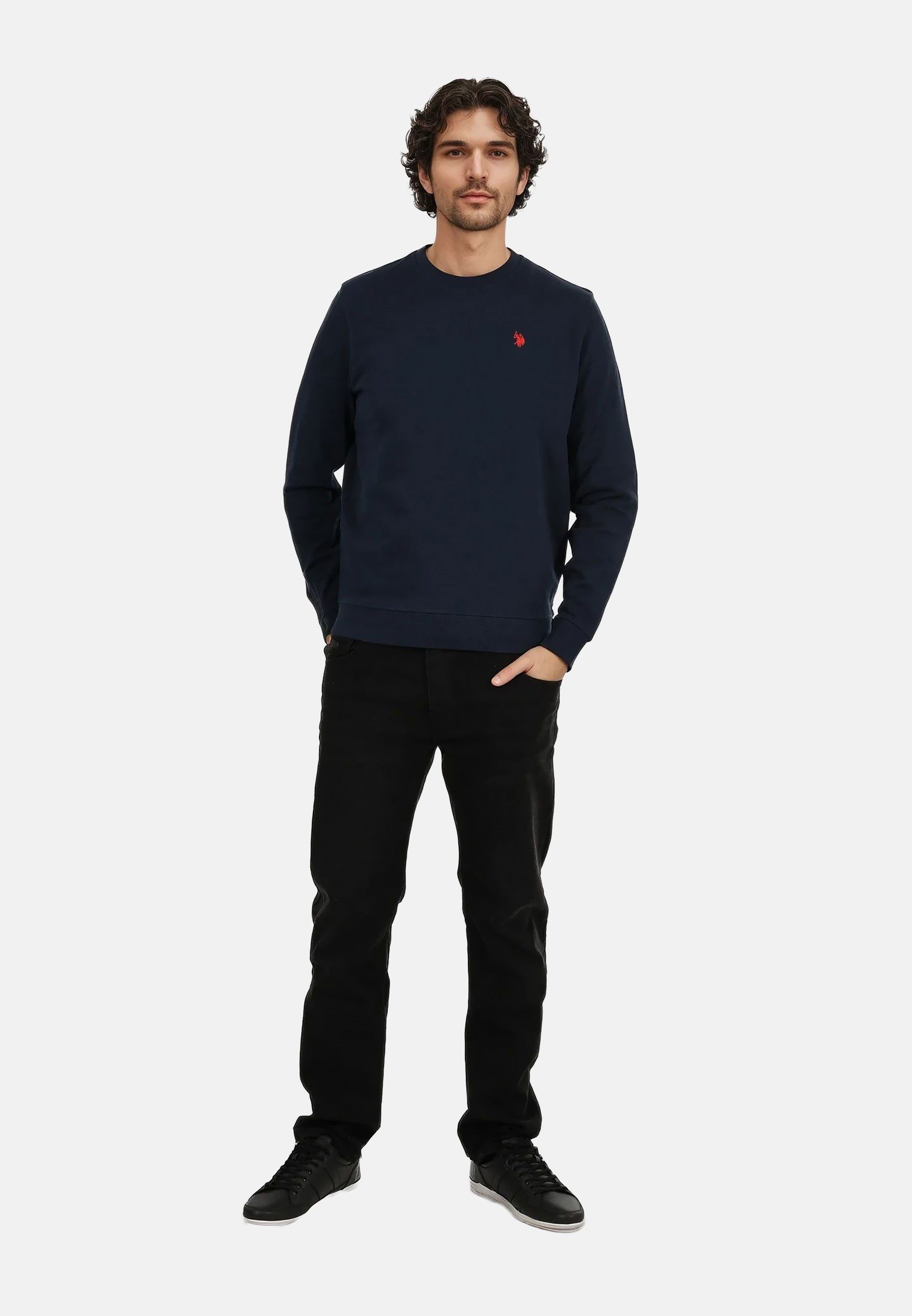 U.S. Polo Assn. Rundhalspullover USKiaan – Herren Sweatshirt mit Rundhalsausschnitt Baumwoll-Viskose-Mix, weich, atmungsaktiv und mit Logo-Stickerei