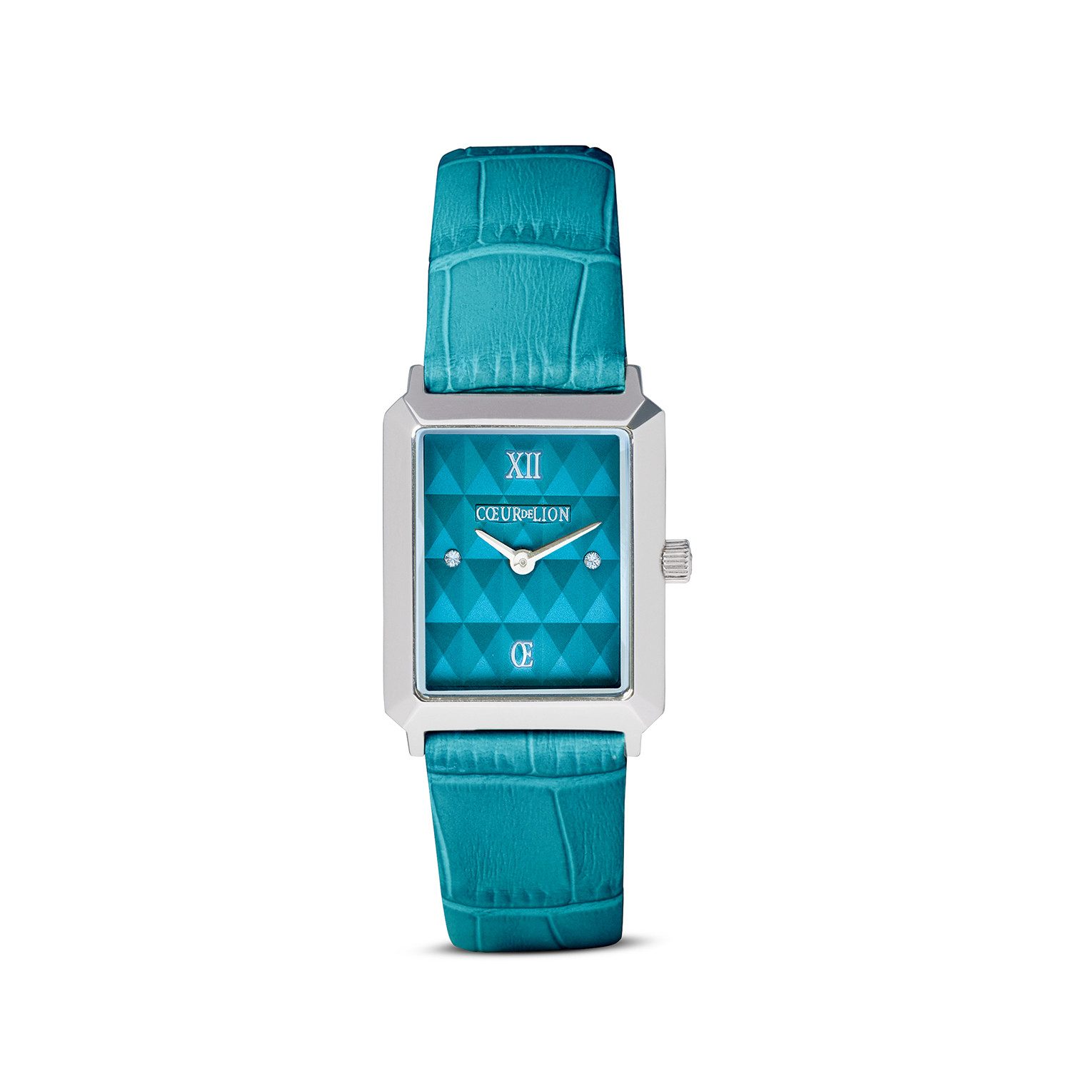 COEUR DE LION Quarzuhr Uhr Iconic Spikes Transformative Teal silber Armband Leder 7670/71-0627, Armbanduhr, Damenuhr, Lederarmband, analog, Swarovski®-Kristall