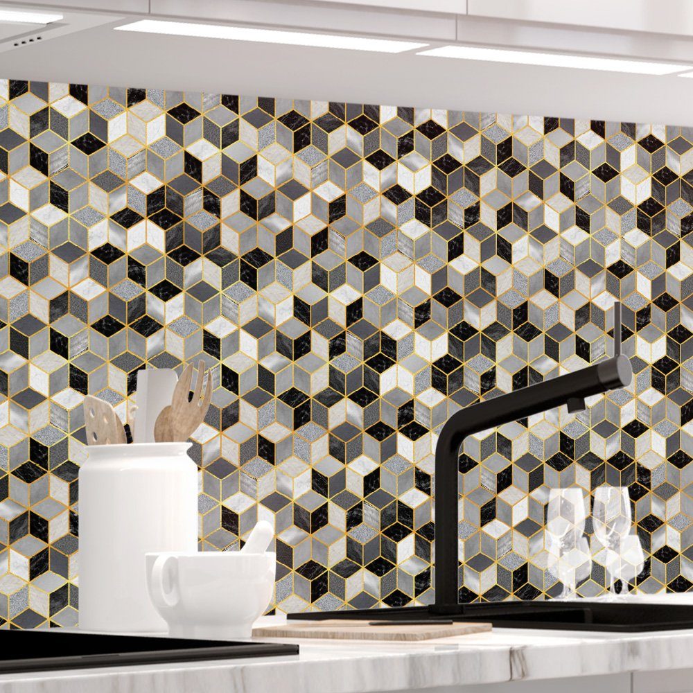Stickerprofis Küchenrückwand DESIGN CUBES, (Premium), 1,5mm, selbstklebend, hält auf besonders vielen Öberflächen