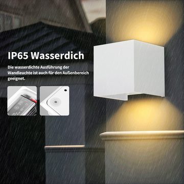 optimumX LED Wandleuchte Innen/Außen 12W 3000K Warmweiß Wandlampe IP65 Wasserdichte