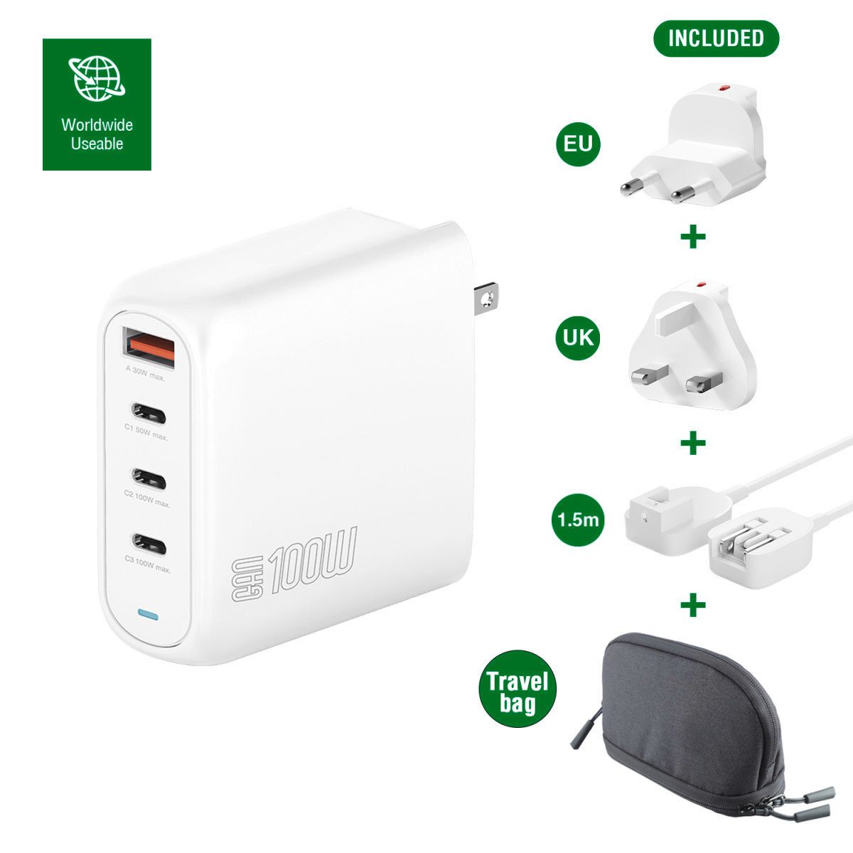 4smarts 4smarts Ladegerät GaN Flex Pro 100W 3 USB-C+1 USB- Induktions-Ladegerät