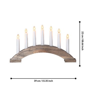 EGLO Kerzenständer Bea, Lichterbogen Weihnachten mit 7 Kerzen, gebogen, braun mit Kabel