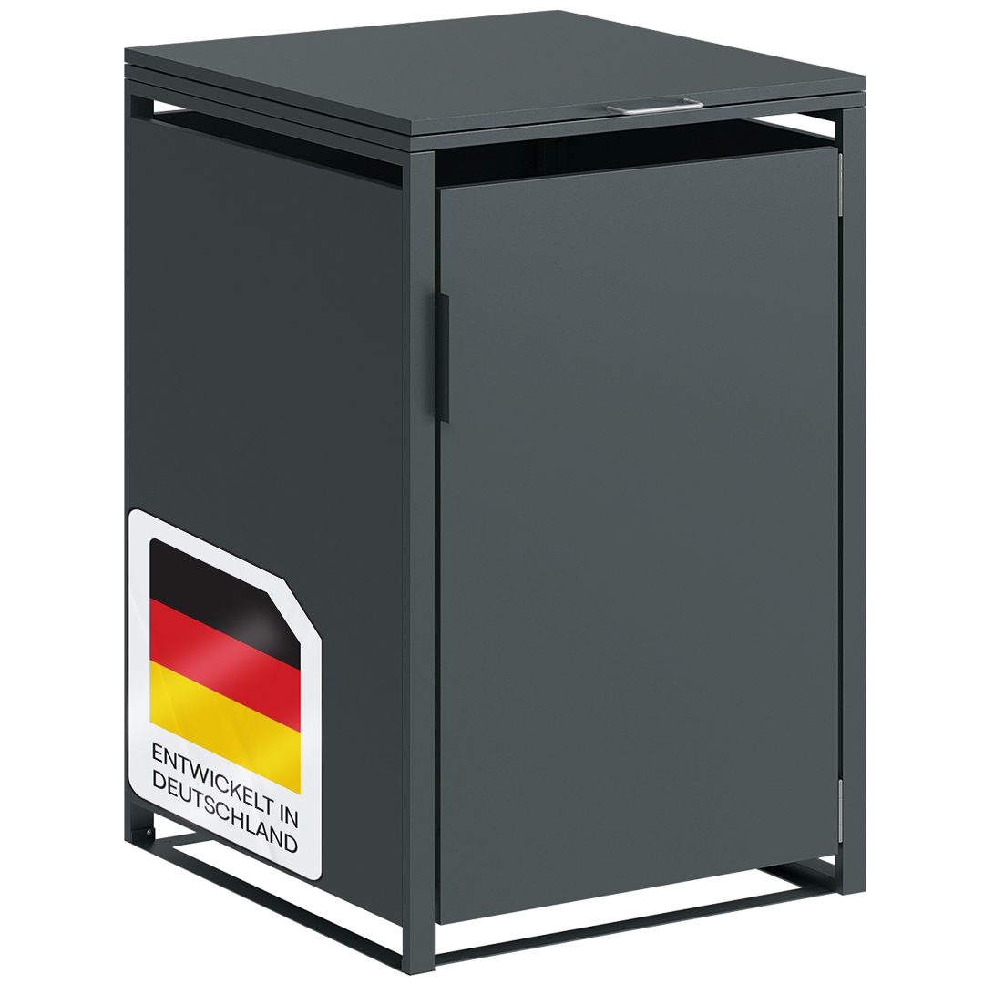 STEELSØN Mülltonnenbox Thoria 120 L aus verzinktem Stahl (Anthrazit, verfügbar mit 1, 2, 3, 4, oder 5 Türen), für 1 Mülltonne, mit magnetischem Türgriff