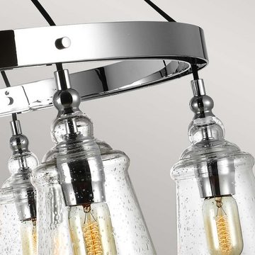 etc-shop Hängeleuchte, Pendelleuchte Hängelampe Deckenlampe Chrome Eisen Glas