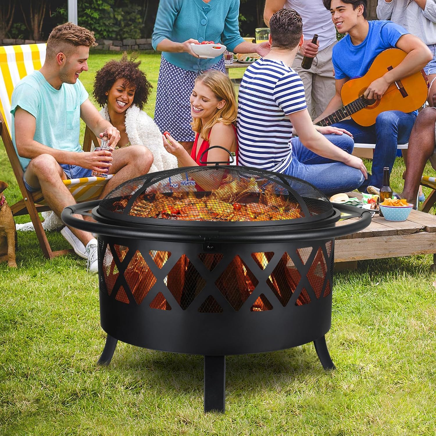 TLGREEN Feuerschale Feuerschalen für den Garten, Feuerschalen mit Grillrost günstig online kaufen