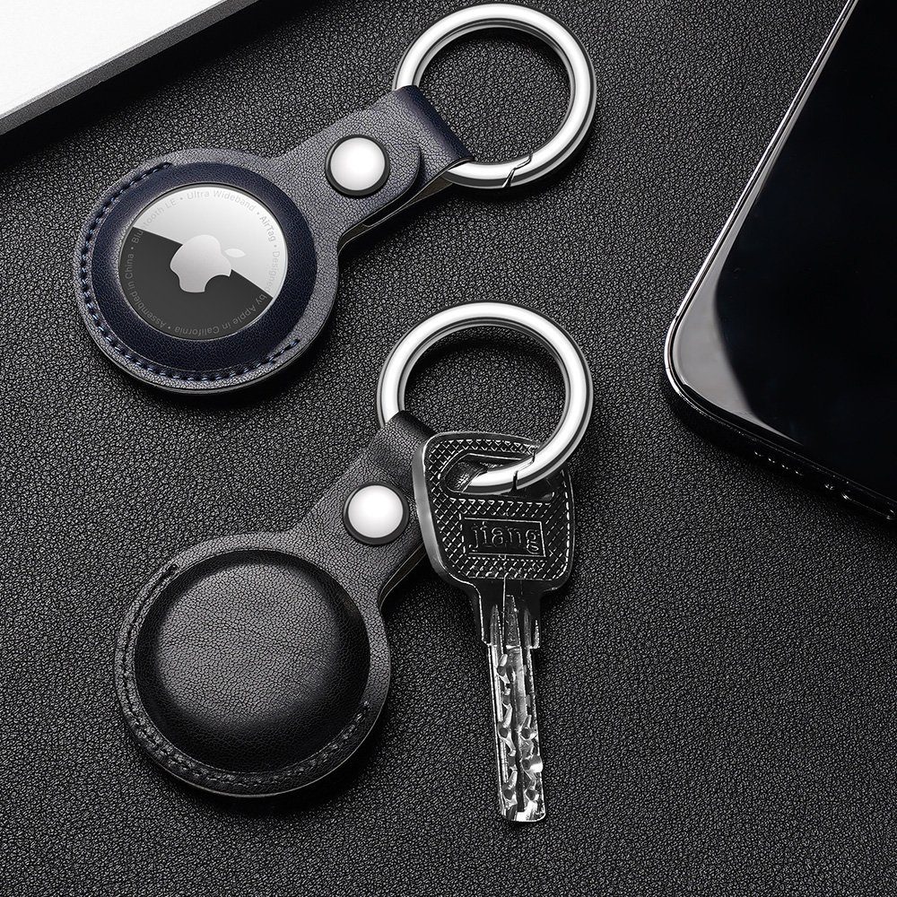 Dux Ducis Schlüsselanhänger Case Schutz AirTag Apple Schlüsselanhänger schwarz Cover Hülle Leder
