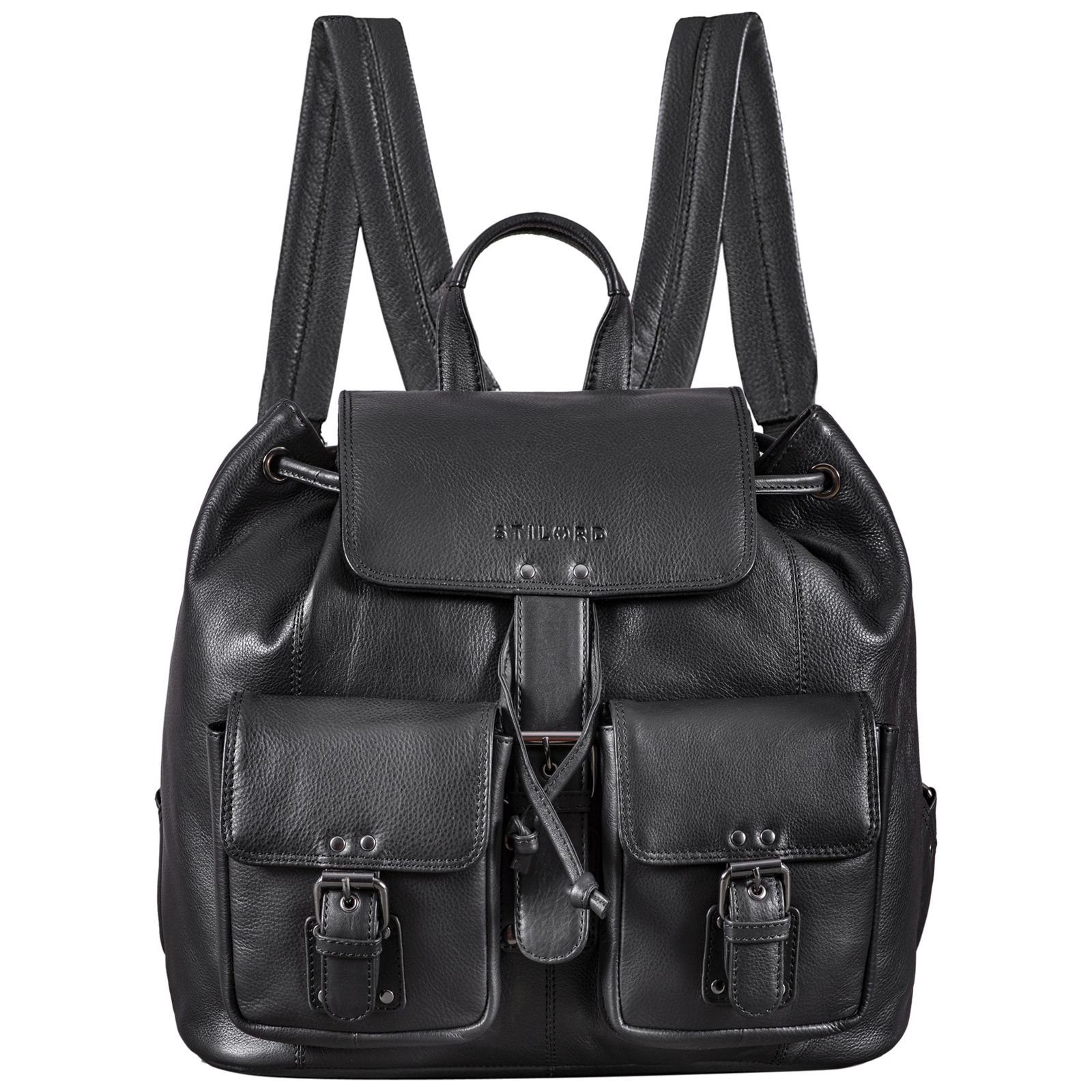 Cityrucksack STILORD schwarz Vintage "Larissa" Damen Rucksack Leder