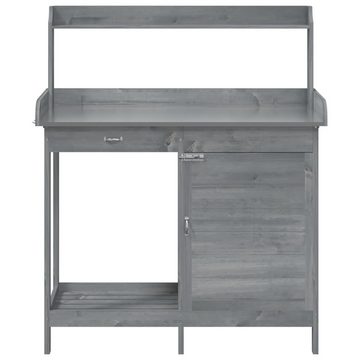 vidaXL Blumenständer Pflanztisch mit Schrank Grau 110,5x45x124,5 cm Massivholz Tanne