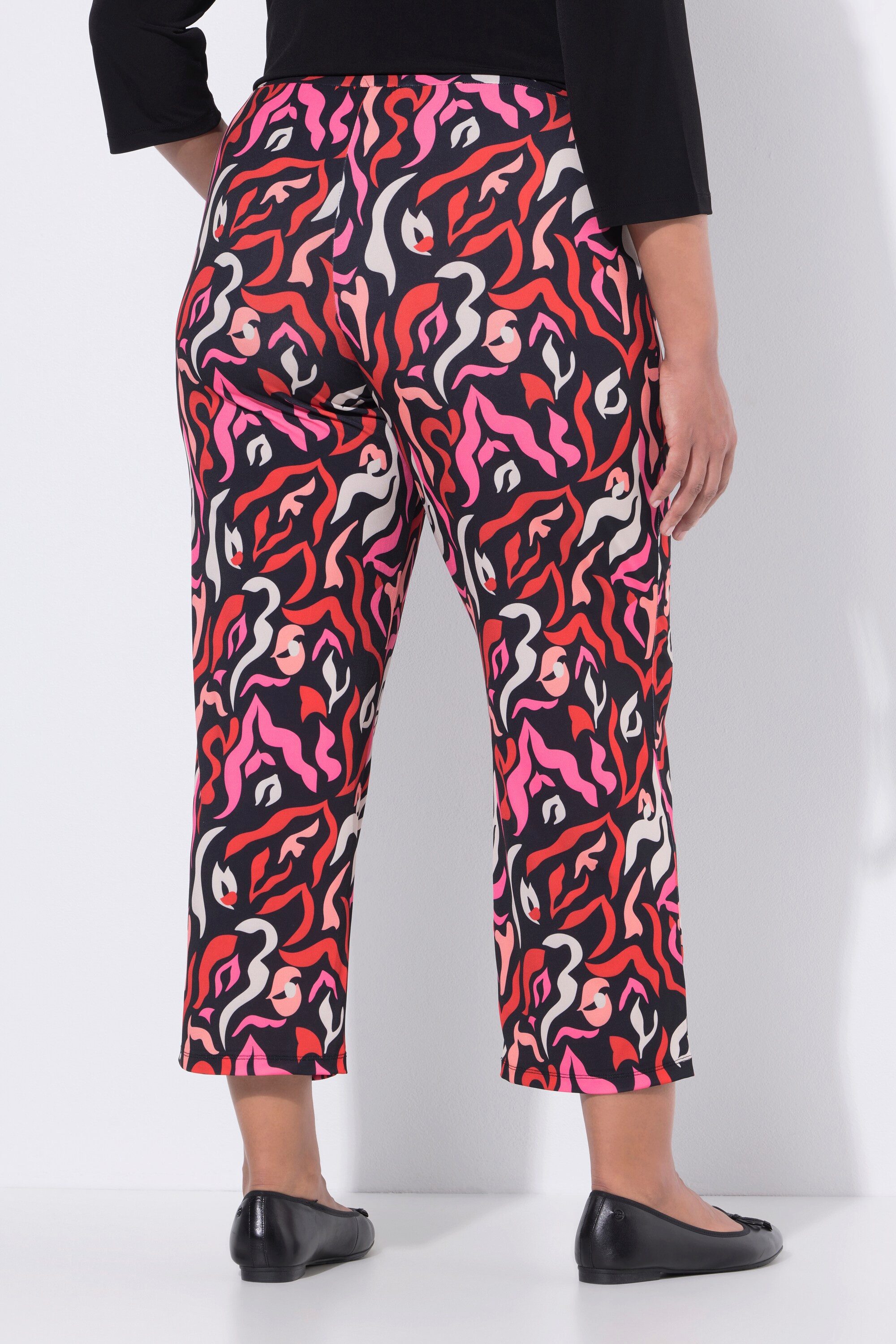 Ulla Popken Schlupfhose 7/8-Jerseyhose Zebramuster weites Bein Elastikbund