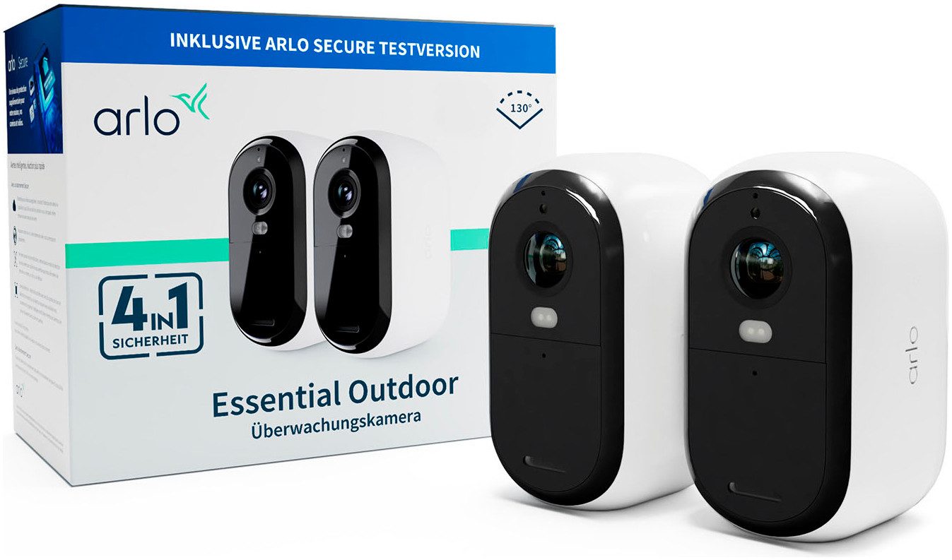 ARLO Überwachungskamera Essential Outdoor Camera 2er Pack (Außenbereich, Packung)