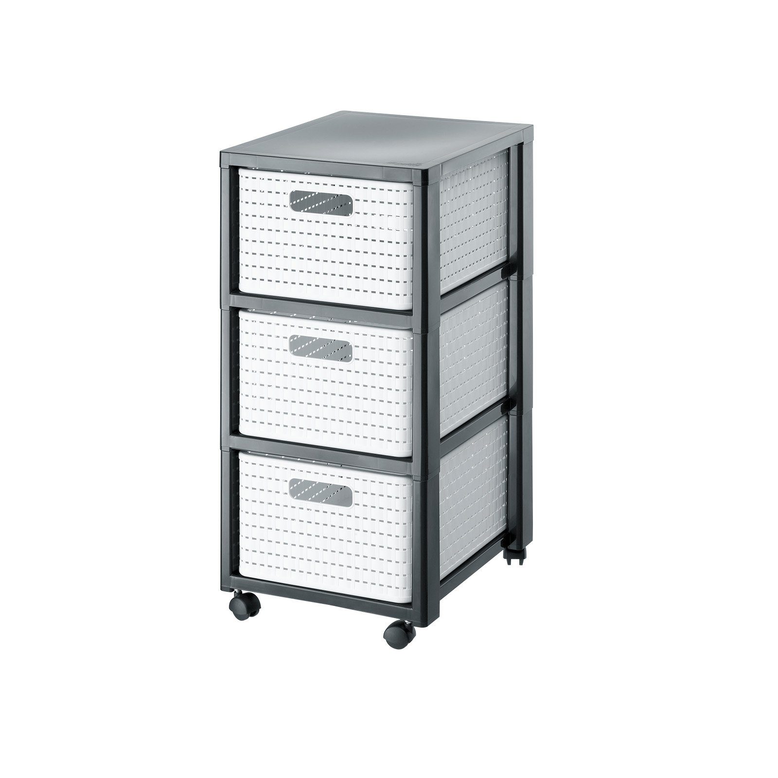 ROTHO Aufbewahrungsbox Country Rollcontainer mit 3 Schubladen in Rattan-Opt günstig online kaufen