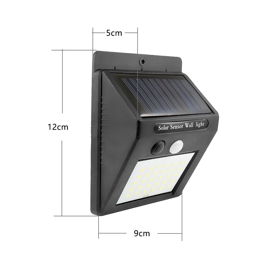 iscooter LED Sensor mit fest Wasserdichte 4er Außen Sicherheitswandleuchte Außen Solarleuchte IP65 LED Fluter integriert, Strahler, LED Bewegungsmelder, Solarleuchte Solarlampe