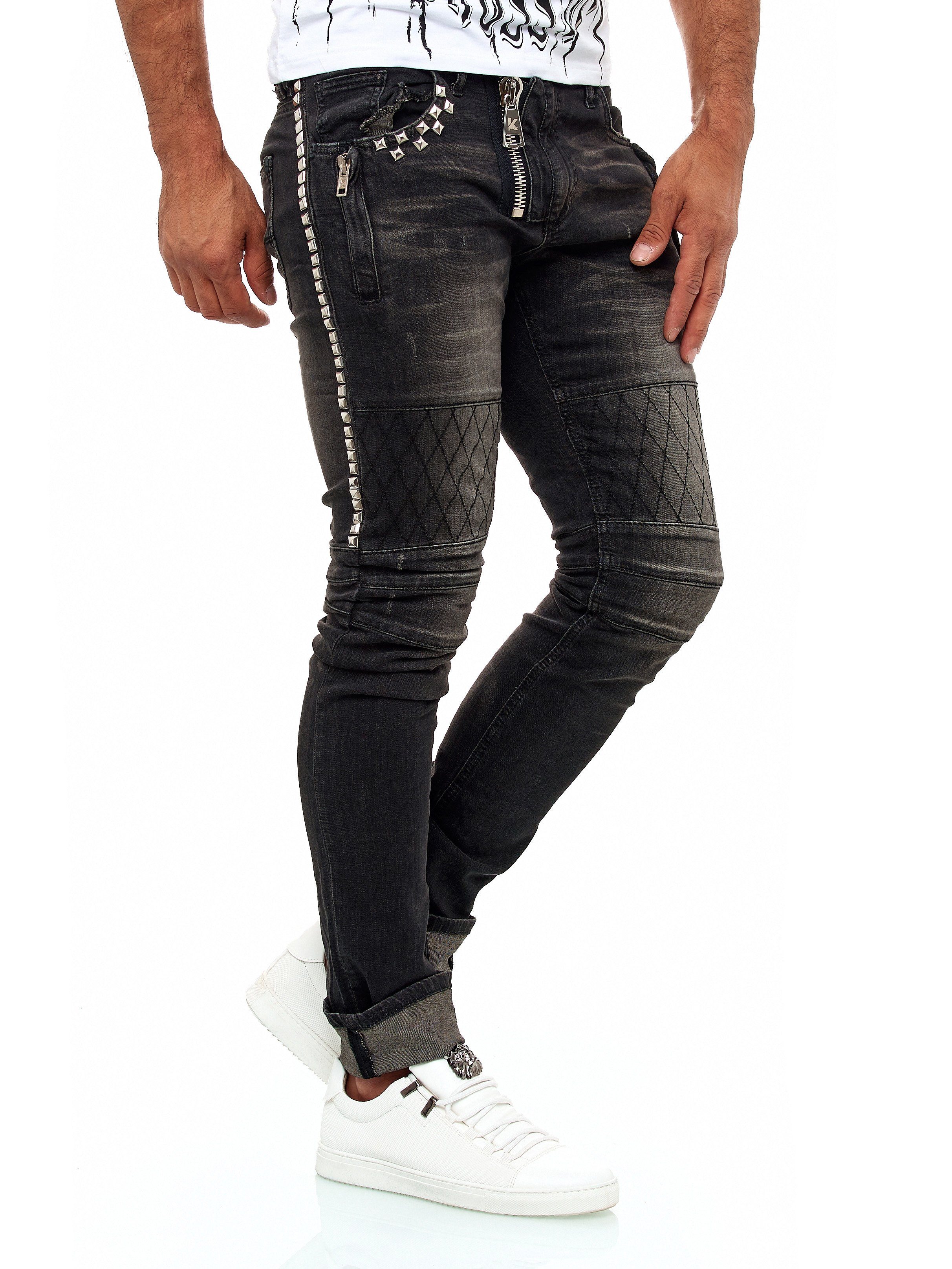 Herren Jeans KINGZ Slim-fit-Jeans im lässigen Streetstyle-Look