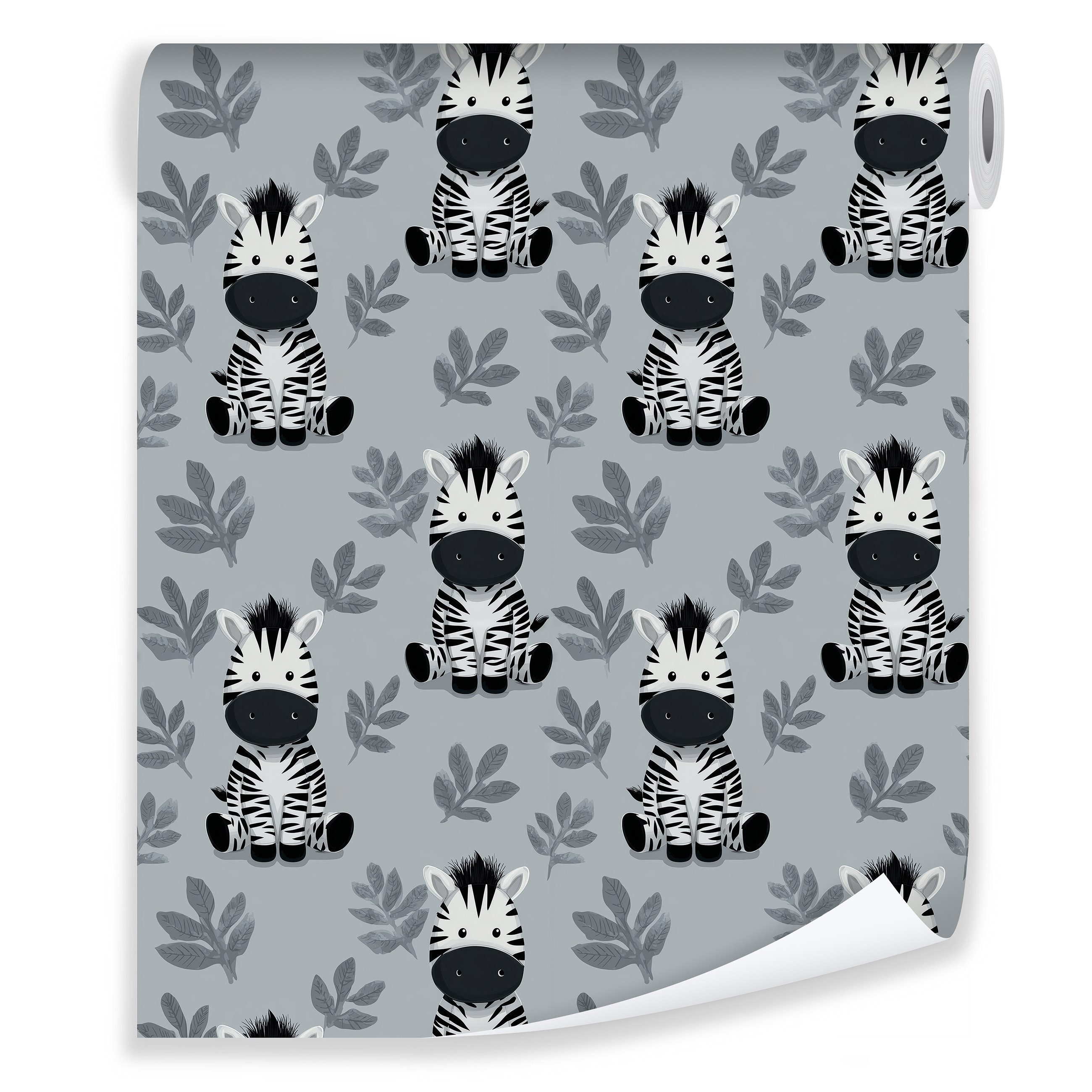 Wallarena Fototapete Zebra Blätter - Mehrfarbig - Kinder - Vlies - Schlafzimmer, glatt