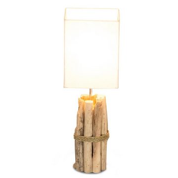 Levandeo® Nachttischlampe, Tischlampe 17x50x17cm Treibholz Tischleuchte Unikat Holz Lampe