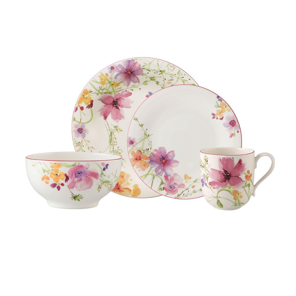 Villeroy & Boch Geschirr-Set Mariefleur Basic Starter-Set 8-teilig (8-tlg), 2 Personen, Porzellan, Premium Porcelain, mikrow.- & spülm.sicher, Made in Germany