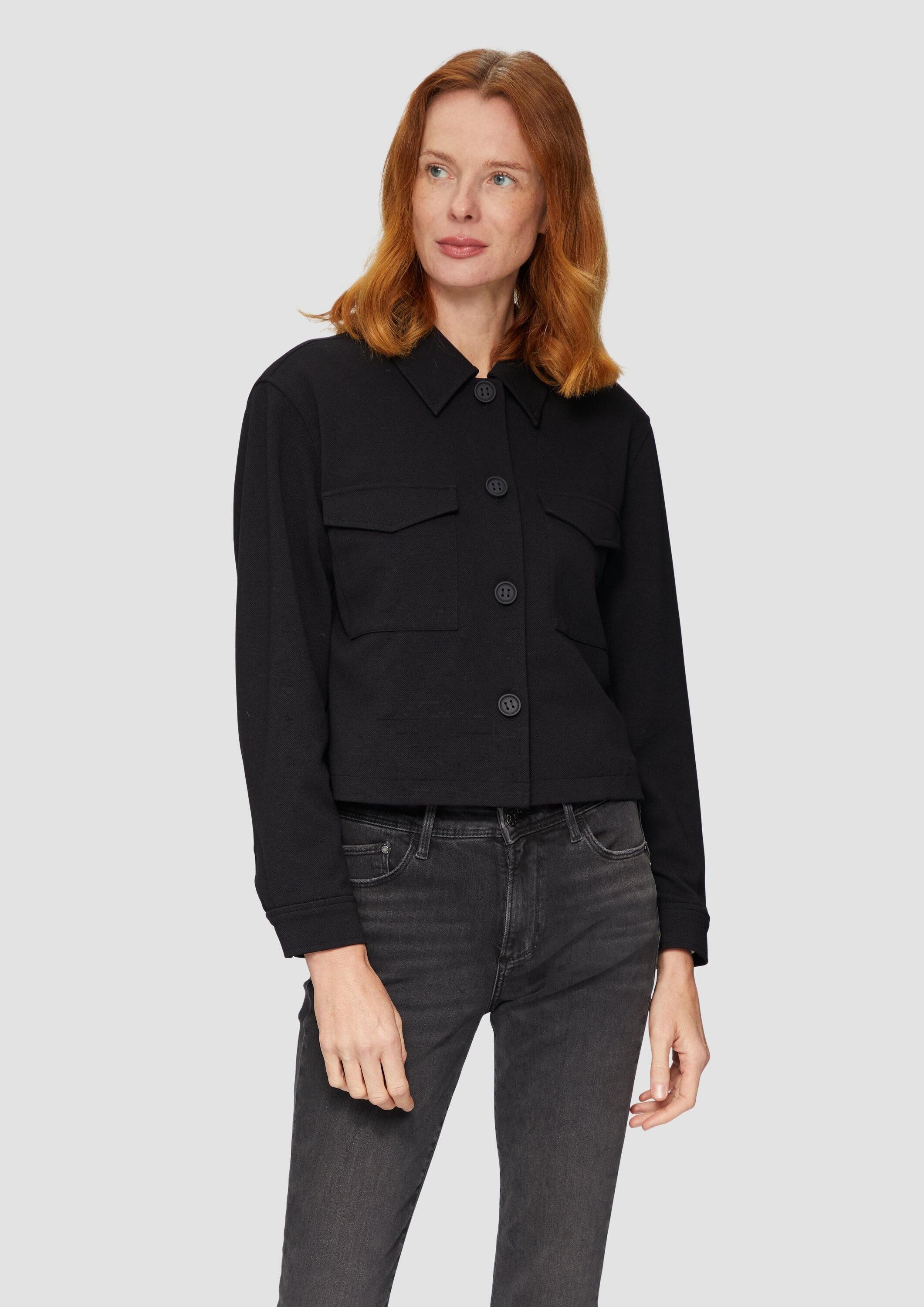 s.Oliver Funktionsjacke Indoor-Jacke Verkürzte Jacke mit Faltendetail am Rücken