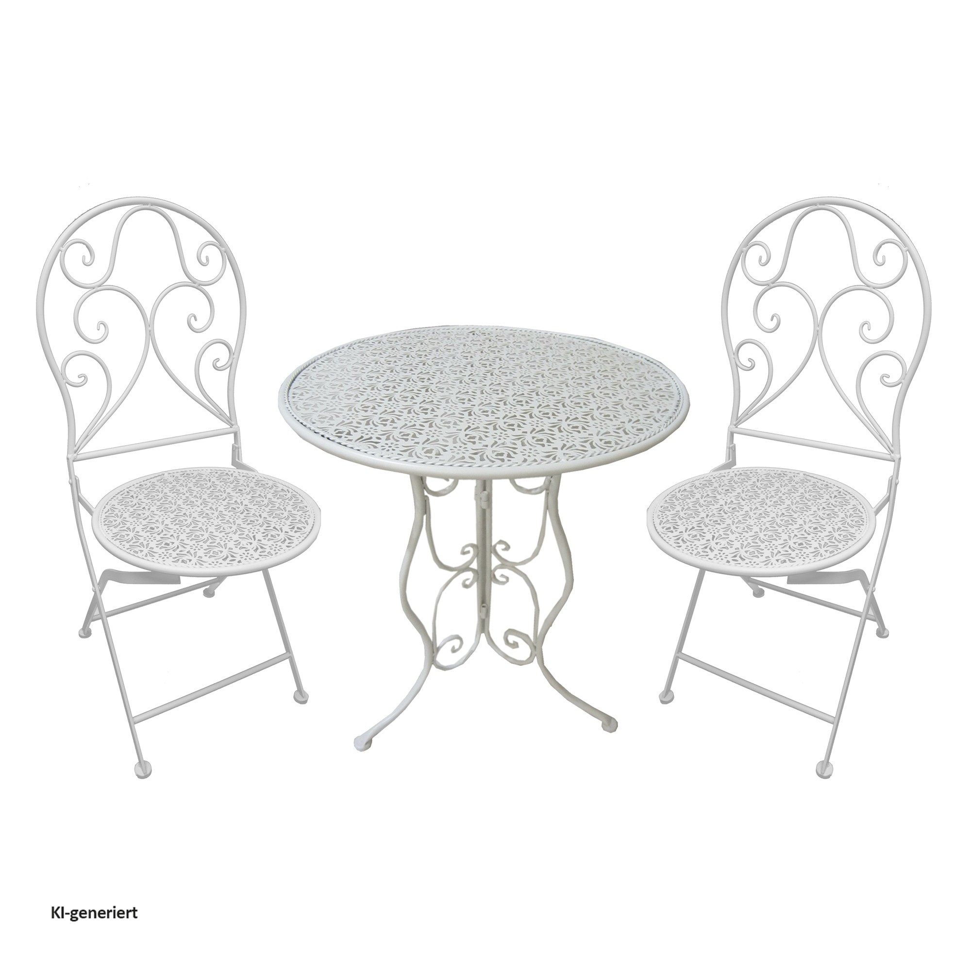 HTI-Living Garten-Essgruppe Bistroset aus Metall 3-teilig Weiß, (Set, 3-tlg., 2 Klappstühle 1 Tisch ohne Dekoration), Sitzgruppe Metall