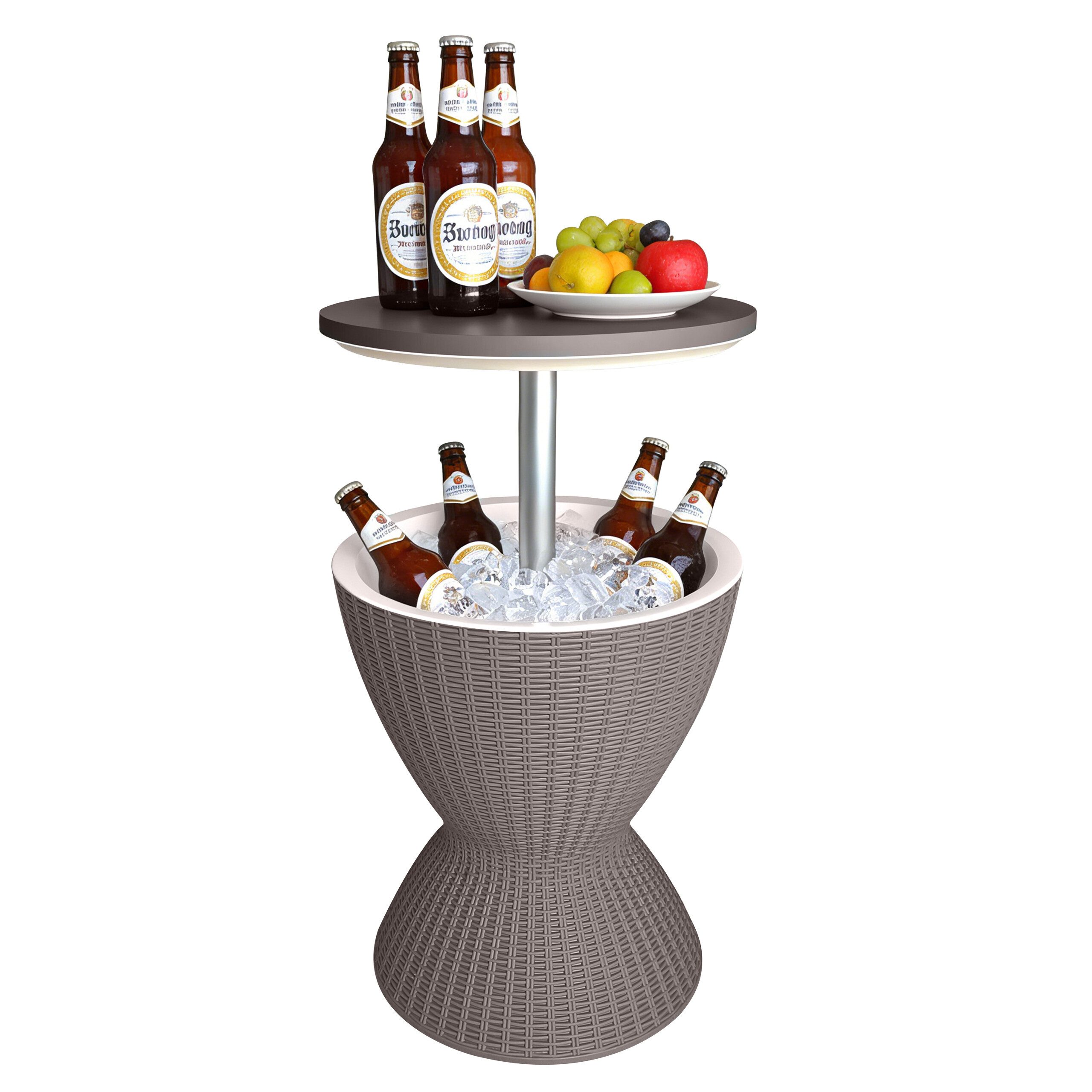 relaxdays Outdoor-Flaschenkühler Beistelltisch mit Kühlfunktion 30 L, Beige