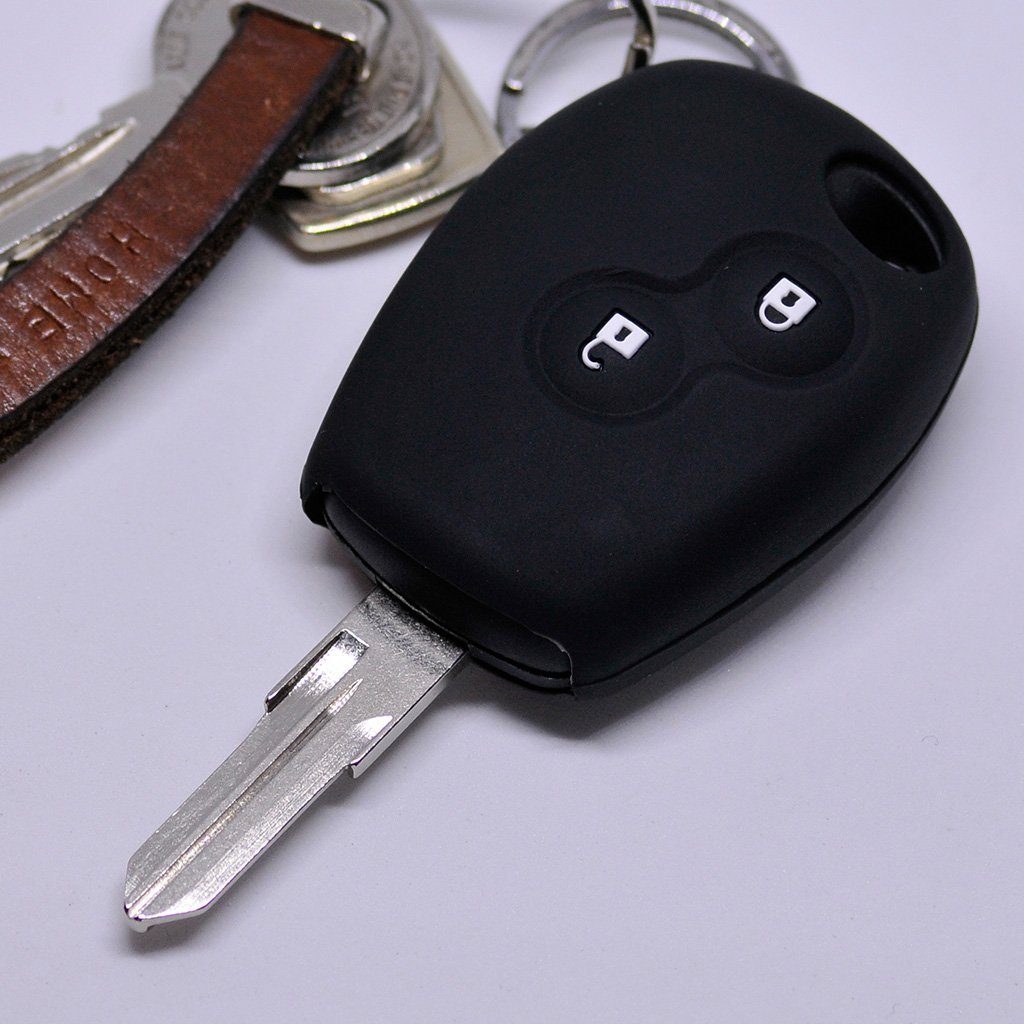 mt-key Schlüsseltasche Autoschlüssel Softcase Duster Dokker Schutzhülle Silikon Schwarz, Logan Clio Twingo für Sandero Renault Dacia Lodgy