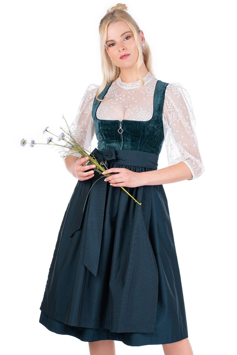 MarJo Dirndl Samt Dirndl 2tlg. - KIRCHHAM - petrol günstig online kaufen