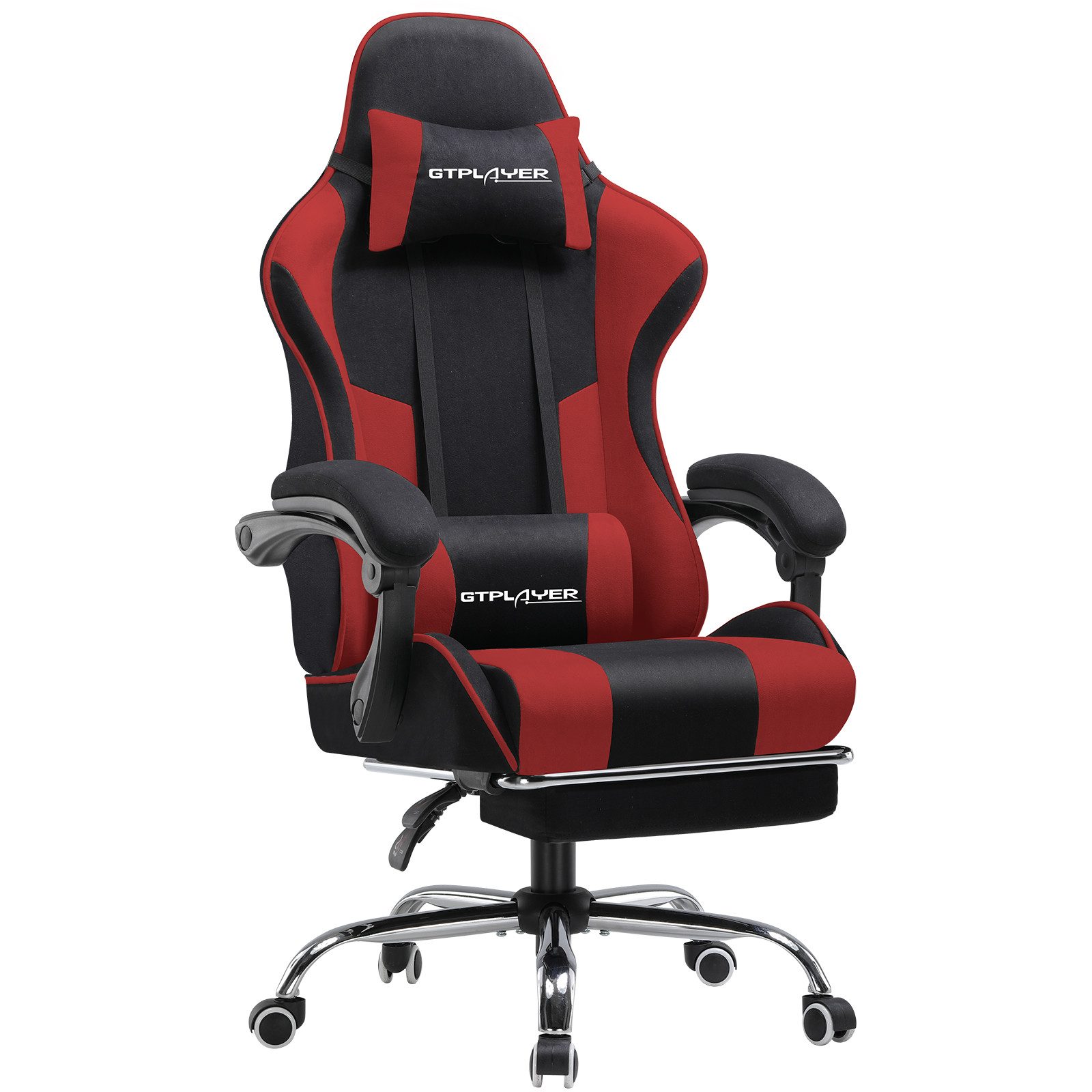 GTPLAYER Gaming-Stuhl Bürostuhl Gaming Stuhl Massage Ergonomischer Gamer Stuhl, mit Massage-Lendenkissen Fußstütze, Kopfstütze