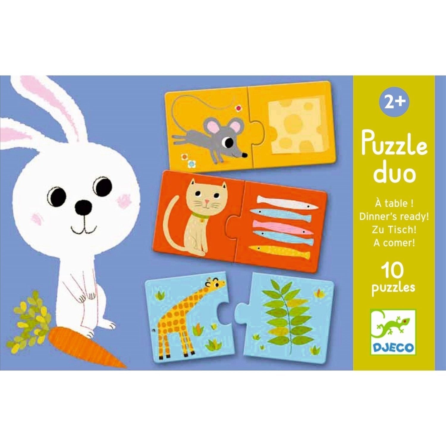 DJECO Spiel DJ08166 Lernspiel-Puzzle duo/trio: Was esse ich?