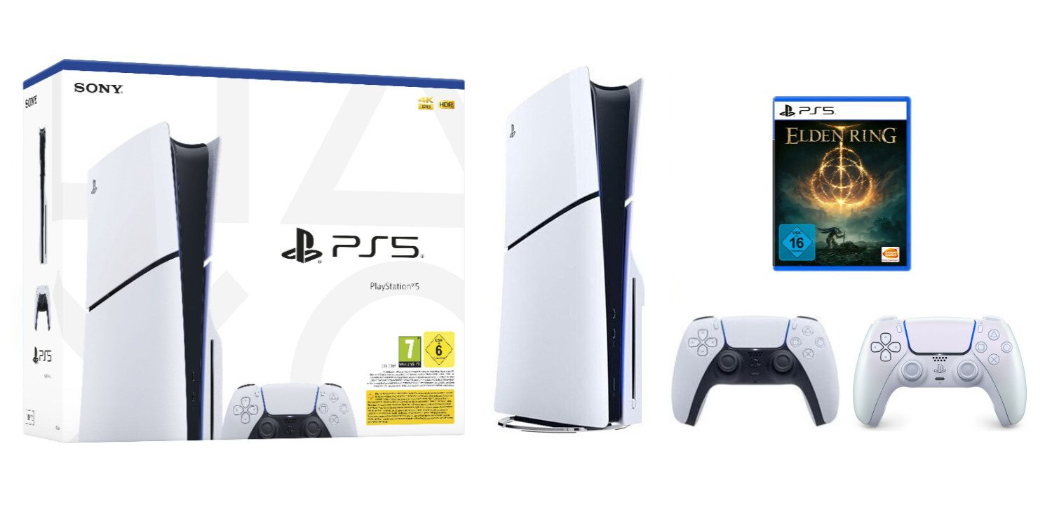 Playstation PS5 Disk Slim inkl. Elden Ring & 2. Controller Chroma Pearl (Konsolen-Bundle, inkl. Elden Ring)