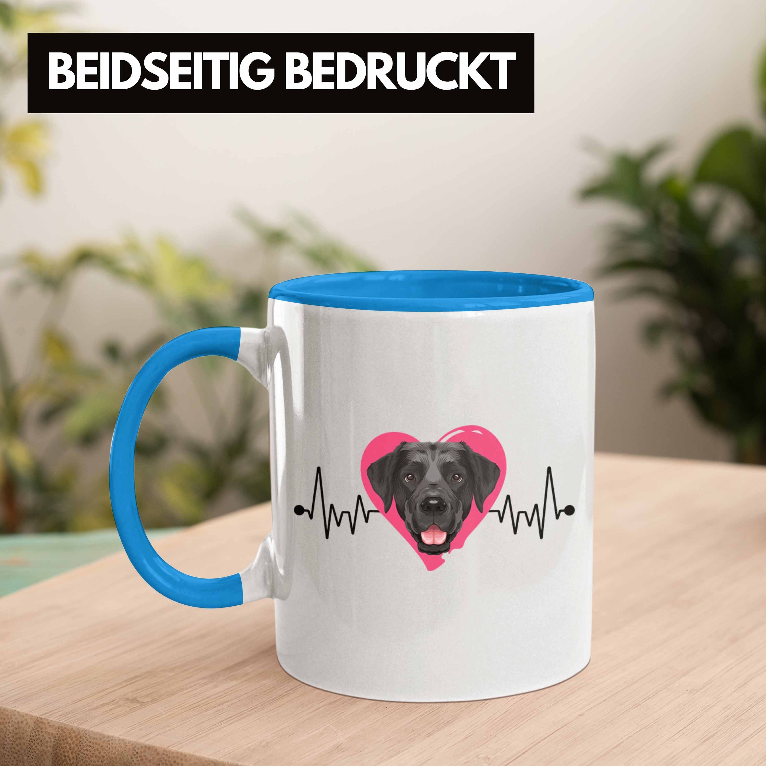 Trendation Tasse Labrador Besitzer Tasse Geschenkidee Blau Herzschl Geschenk Spruch Lustiger