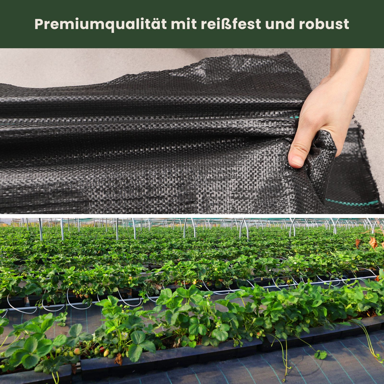 OUNUO Unkrautvlies Unkrautvlies Gartenvlies Unkrautfolie 4m breit, 4x10 Meter Rolle-90g/m² – Bild 5 von 5