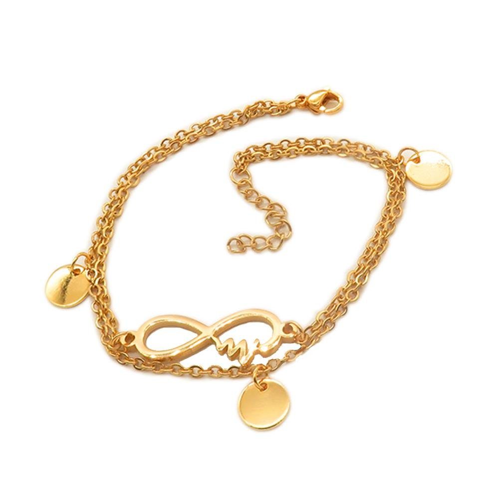 Armband, aus Armschmuck Bettelarmband und gold Edelstahl 1-tlg), Damen Heartbeat Infinity Bracelet BUNGSA Armband (1
