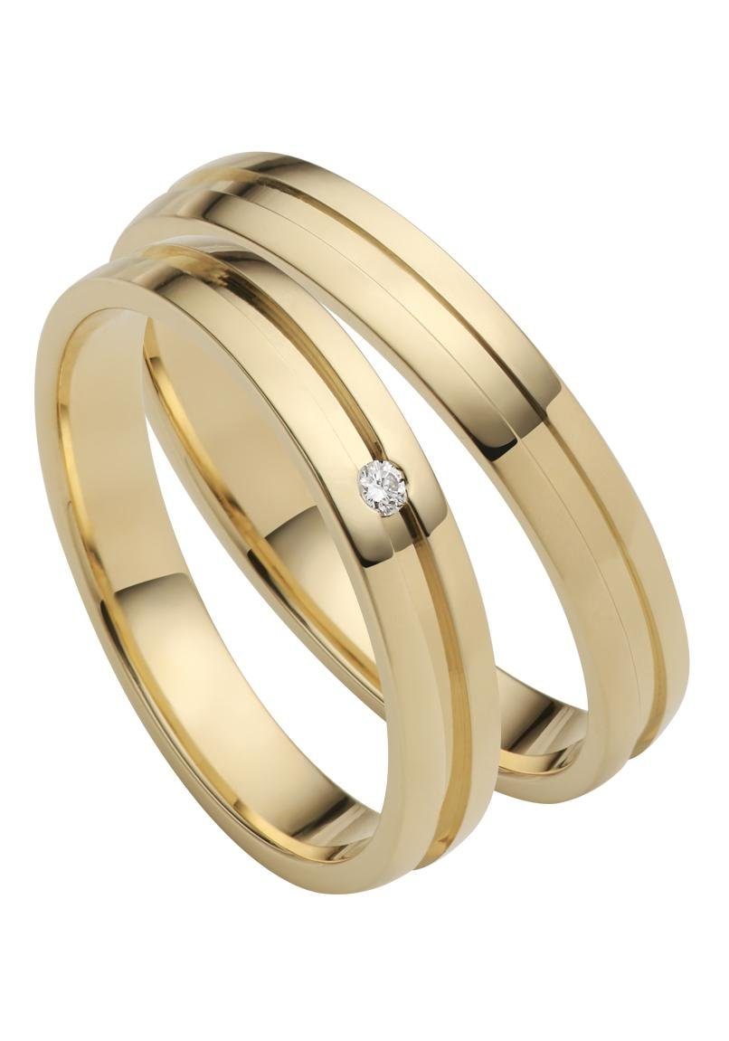 Firetti Trauring Schmuck Geschenk Gold 750 Hochzeit Ehering "LIEBE", Made in Germany, wahlweise mit oder ohne Brillant