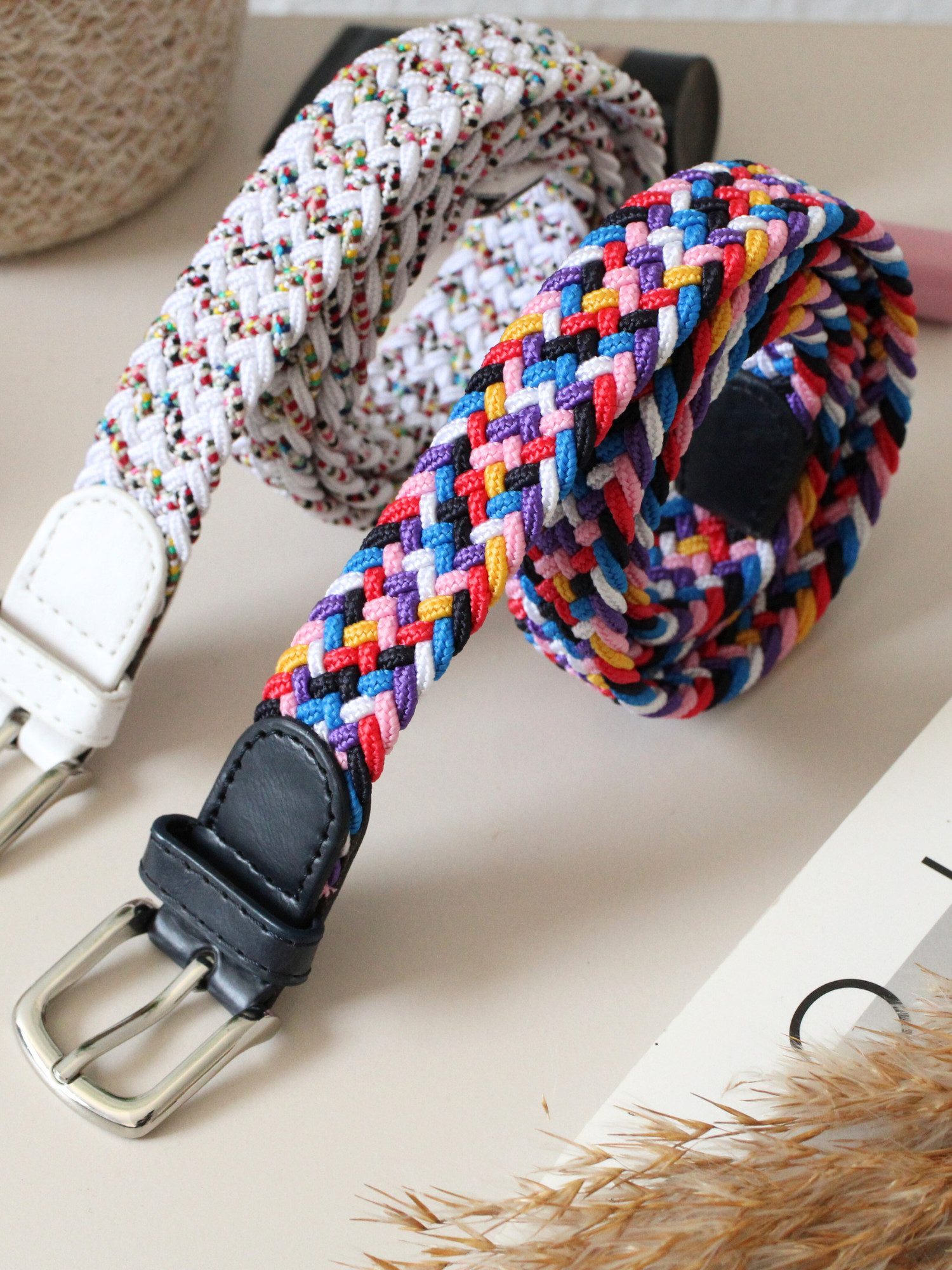 Adel Accessoires Flechtgürtel Unisex Flechtgürtel – Elastisch, 3,5 cm breit, in 15 Farben Dehnbar, ohne Lochsystem, individuell verstellbar