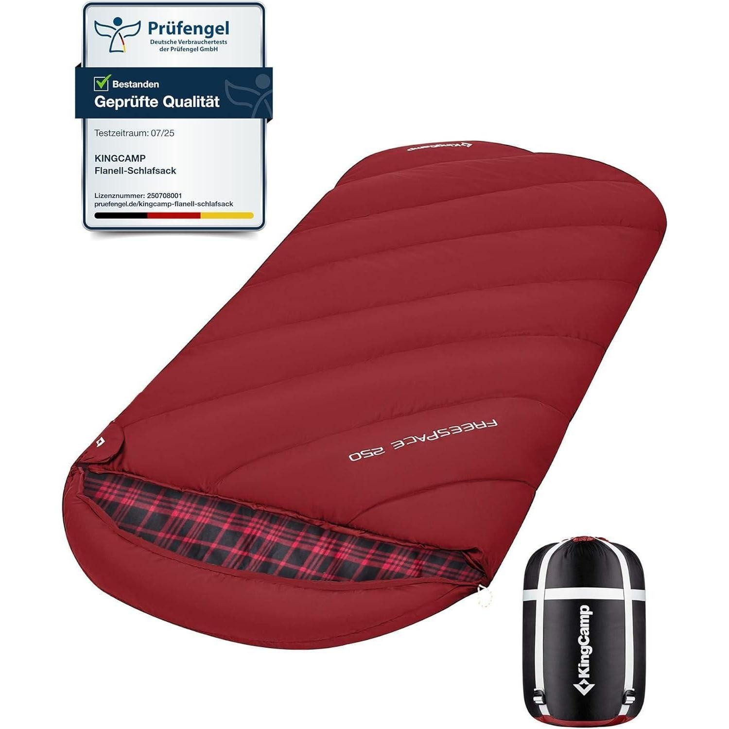 LuxusKollektion Deckenschlafsack Schlafsack XXL Baumwolle Flanell Übergröße Winter #Klassisch Rot