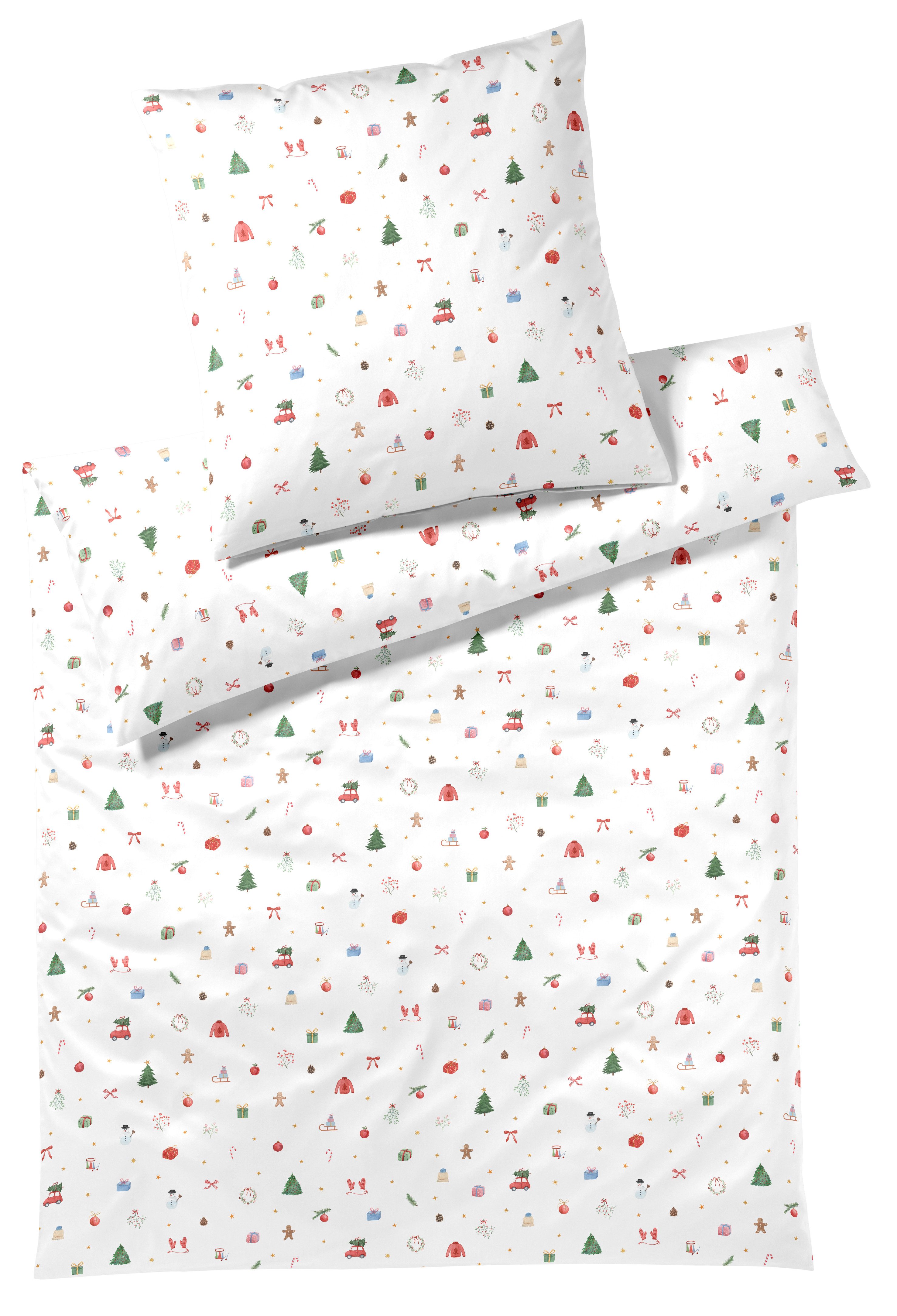 Elegante Bettwäsche Christmas Treats, Mako-Satin, 2 teilig, angenehmes Hautgefühl