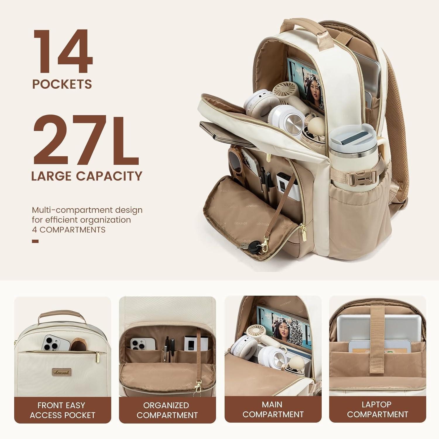 LuxusKollektion Laptoprucksack Rucksack Damen 15,6 Zoll Laptop Schulrucksack Reise Uni Daypack – Bild 3 von 5