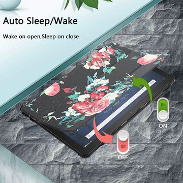 Wigento Tablet-Hülle Für Amazon Kindle Fire HD10 / HD10 Plus 2021 3folt Wake UP Smart Cover Etuis Hülle Case Schutz Motiv 3