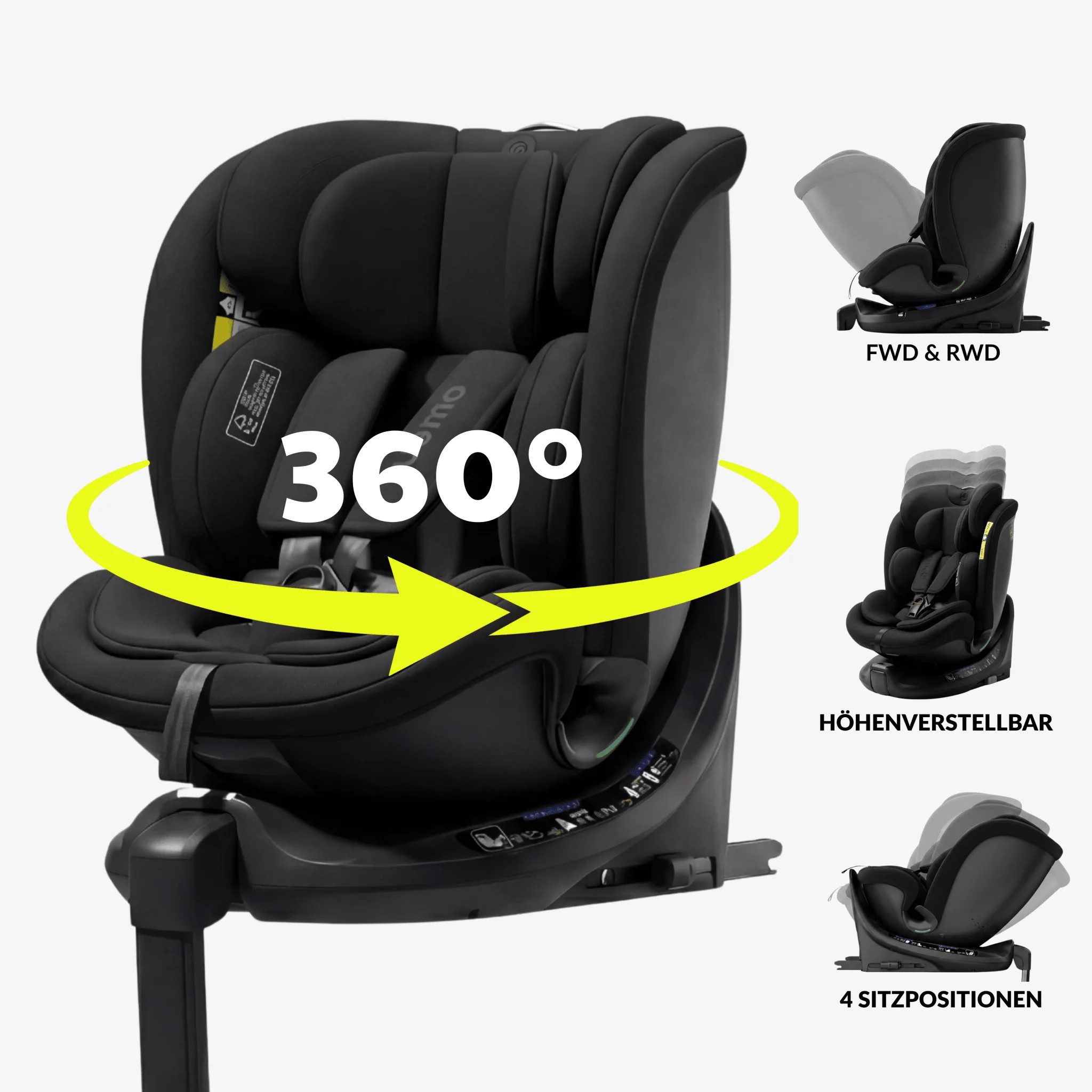 OWEN Autokindersitz OWEN® 3-in-1 Kindersitz mit ISOFIX 360º Comfy, bis: 12, Kombinations-Kindersitz (mitwachsend)