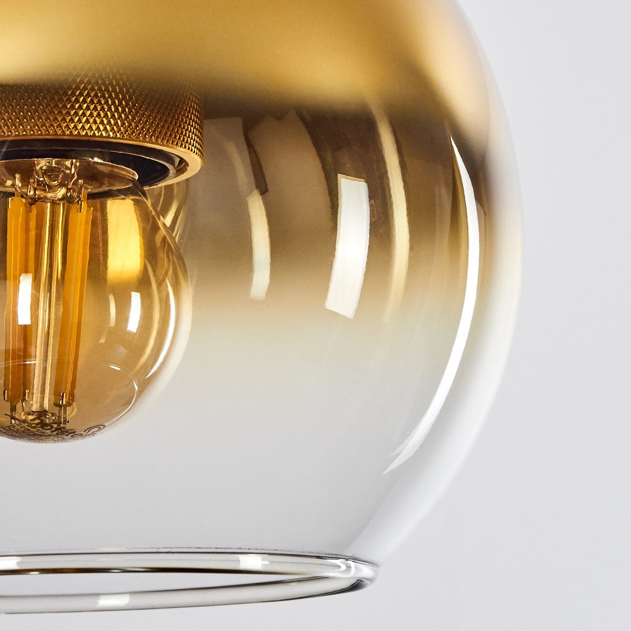 Schirm Leuchtmittel, ohne (15 Höhe aus aus mit Leuchte hofstein cm), Hängeleuchte Metall/Glas Glas Hängelampe 1 E27 in x Goldfarben/Rauchfarben/Klar, 140 cm, max.
