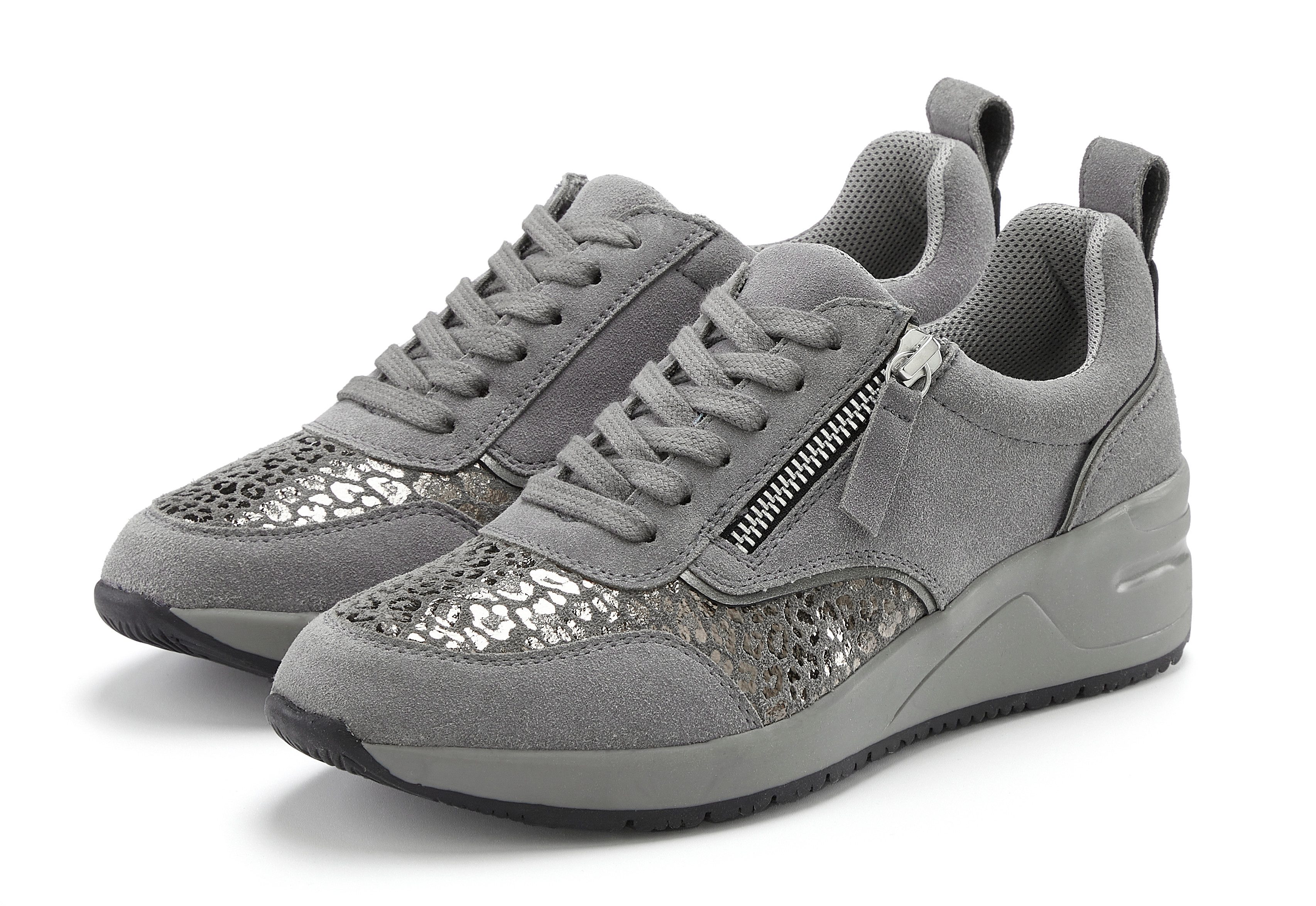 LASCANA Freizeitschuh, Halbschuh, Sneaker aus Leder mit innenliegendem Keil günstig online kaufen