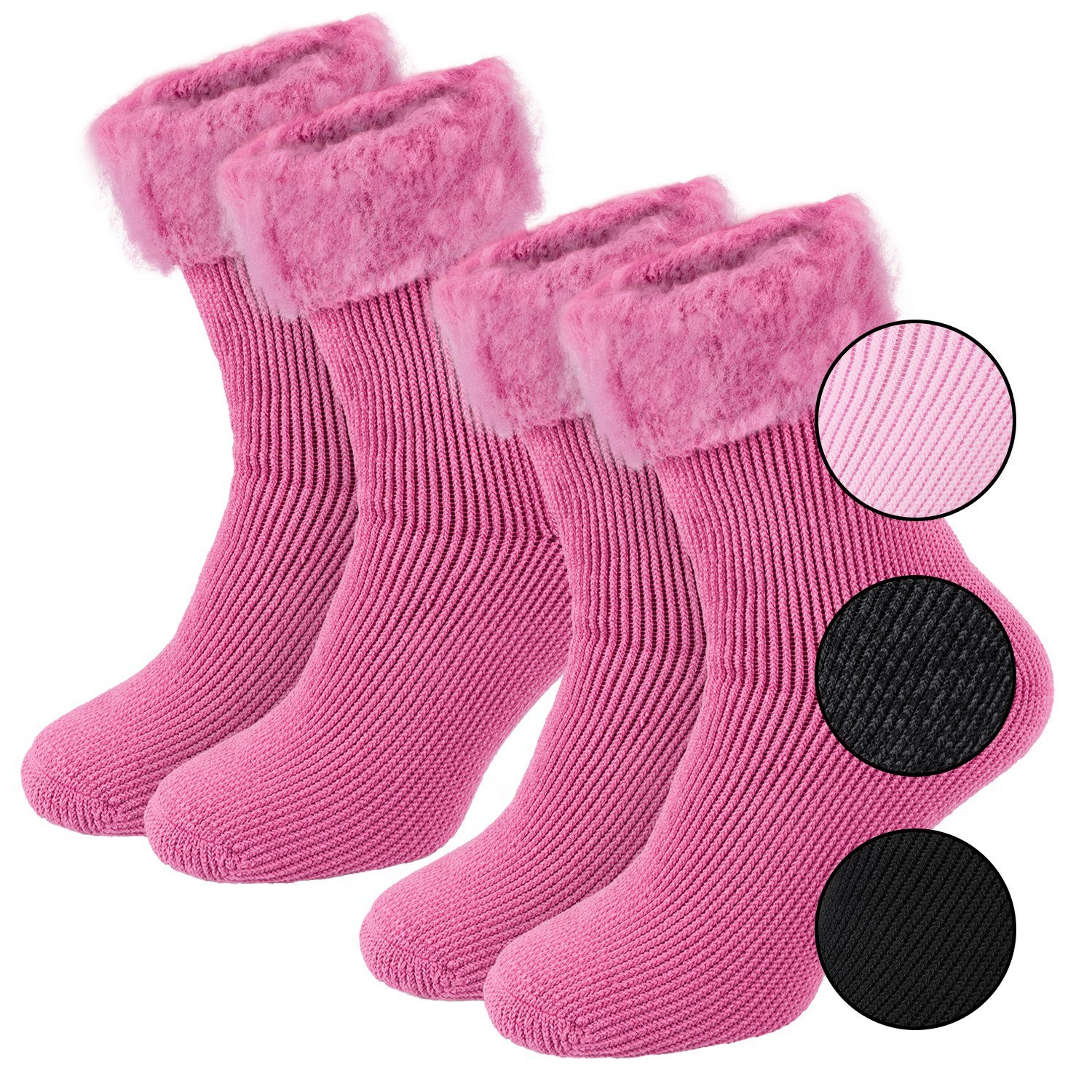 Tarjane Thermosocken fleecy (Spar-Set, Kuschelsocken Thermostrümpfe 2-Paar) Damen Pink