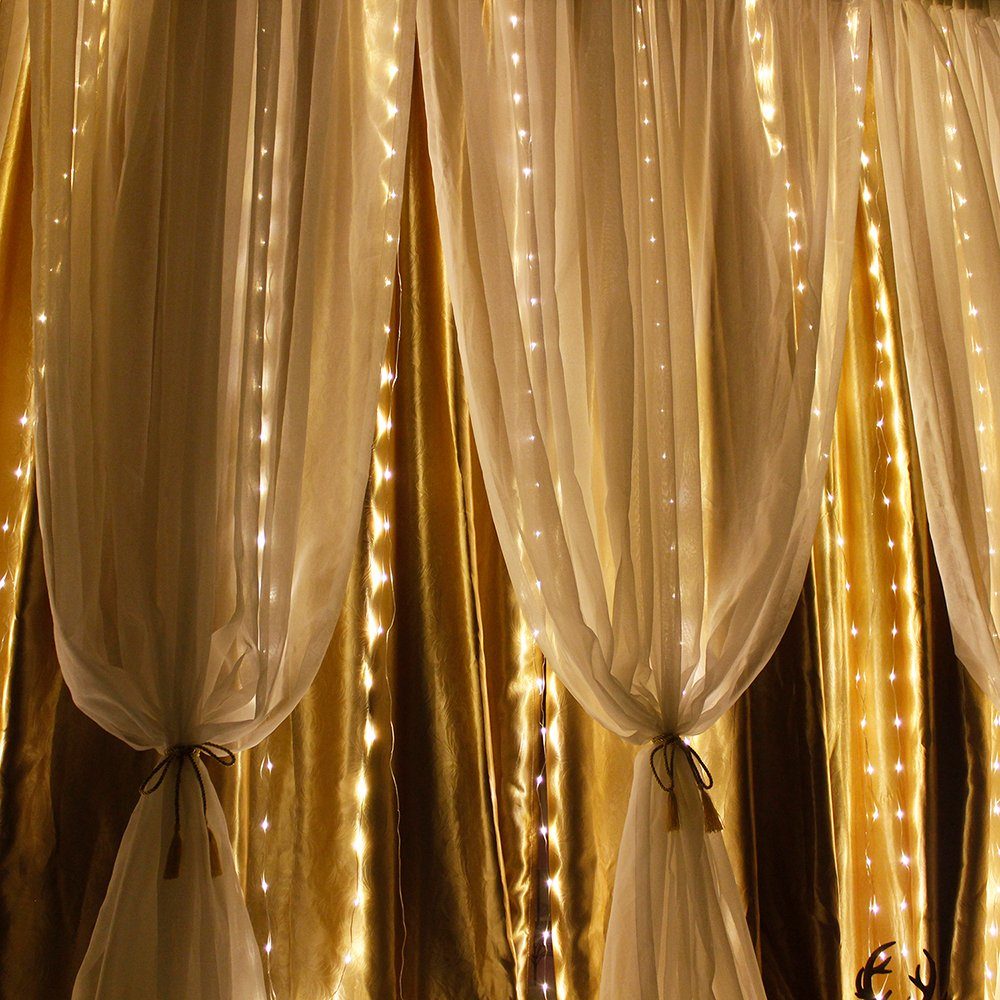 300LED Warmes Heimdekoration Vorhang Weiß LED-Lichterkette Sunicol Party Lichterketten,Hochzeit Weihnachten